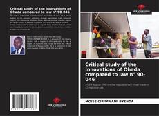 Bookcover of Critical study of the innovations of Ohada compared to law n° 90-046