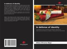 In defense of identity kitap kapağı