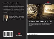 Portada del libro de Animal as a subject of law