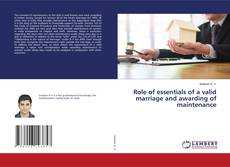 Buchcover von Role of essentials of a valid marriage and awarding of maintenance