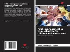 Copertina di Public management in criminal policy for children and adolescents
