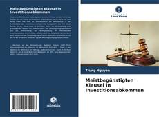 Capa do livro de Meistbegünstigten Klausel in Investitionsabkommen 