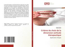 Copertina di Critères de choix de la dimension verticale thérapeutique