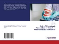 Bookcover of Role of Phonetics & Restoration of Speech in Complete Denture Patients
