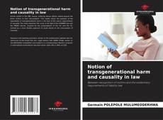 Capa do livro de Notion of transgenerational harm and causality in law 
