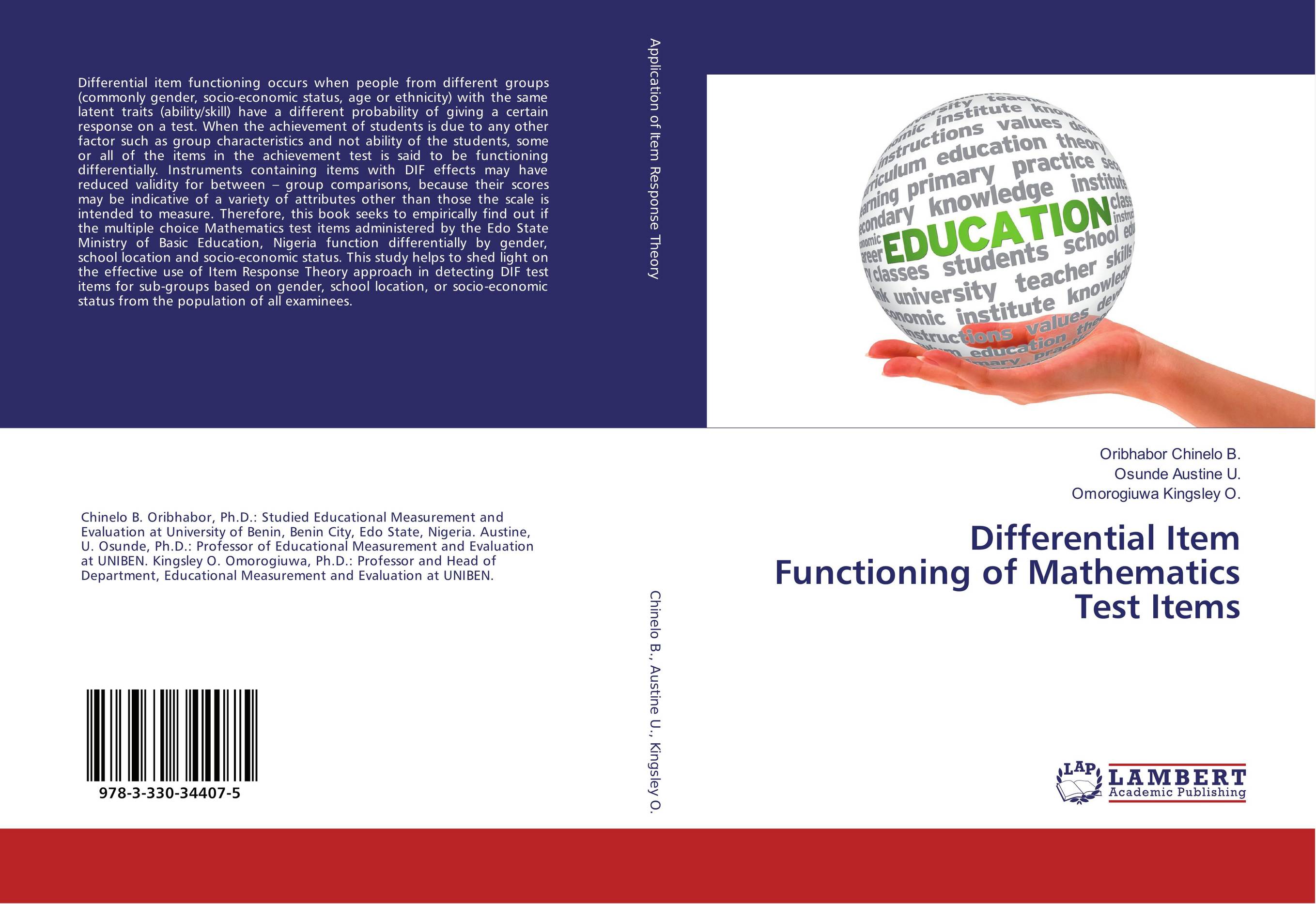 9783330344075 Differential Item Functioning of Mathematics Test Items Oribhabo 9783330344075 Differential Item Functioning of Mathematics Test Items Oribhabo