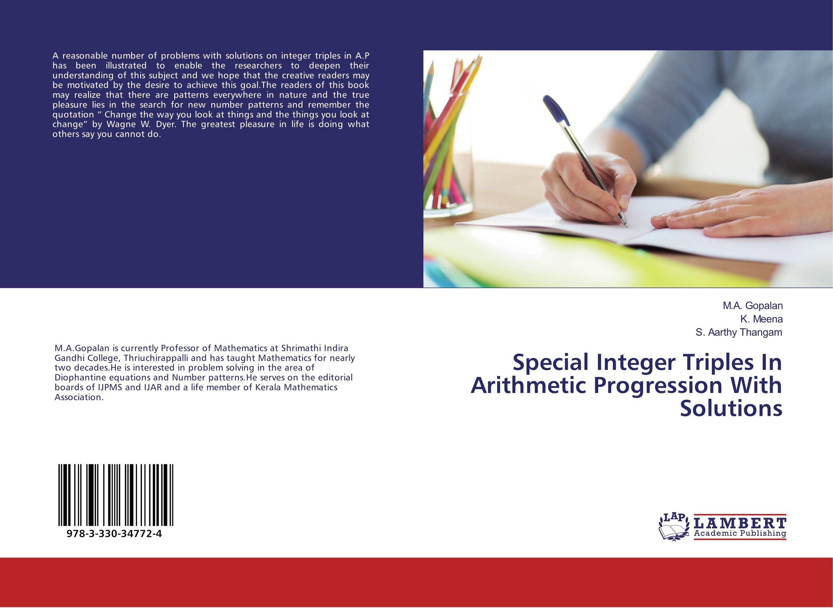 Special Integer Triples In Arithmetic Progression With Solutions..
