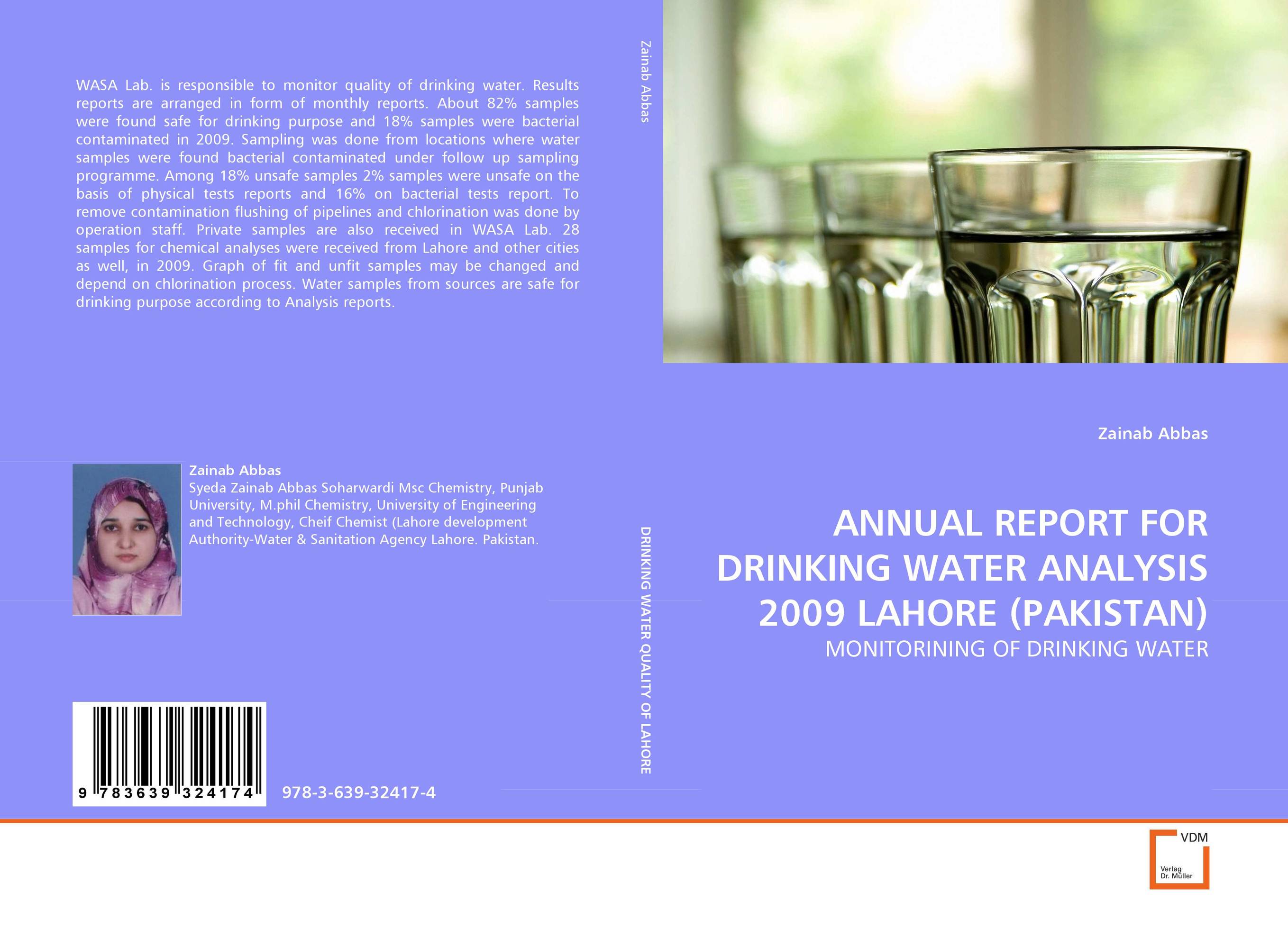 ANNUAL REPORT FOR DRINKING WATER ANALYSIS 2009 LAHORE (PAKISTAN). MONITORINING OF DRINKING WATER.