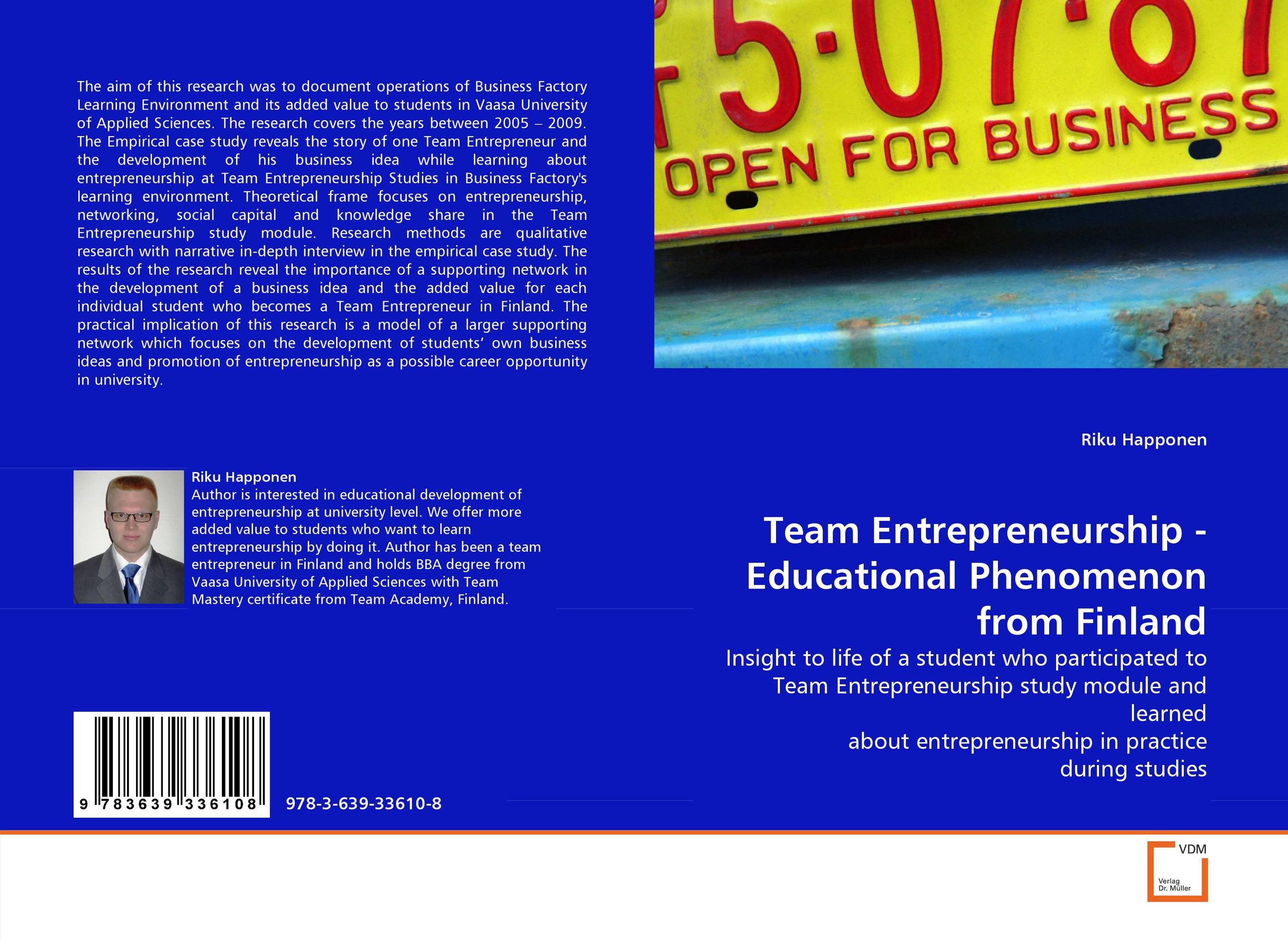 Team Entrepreneurship - Educational Phenomenon from Finland. Insight to life of a student who participated to Team Entrepreneurship study module and learned about entrepreneurship in practice during studies.