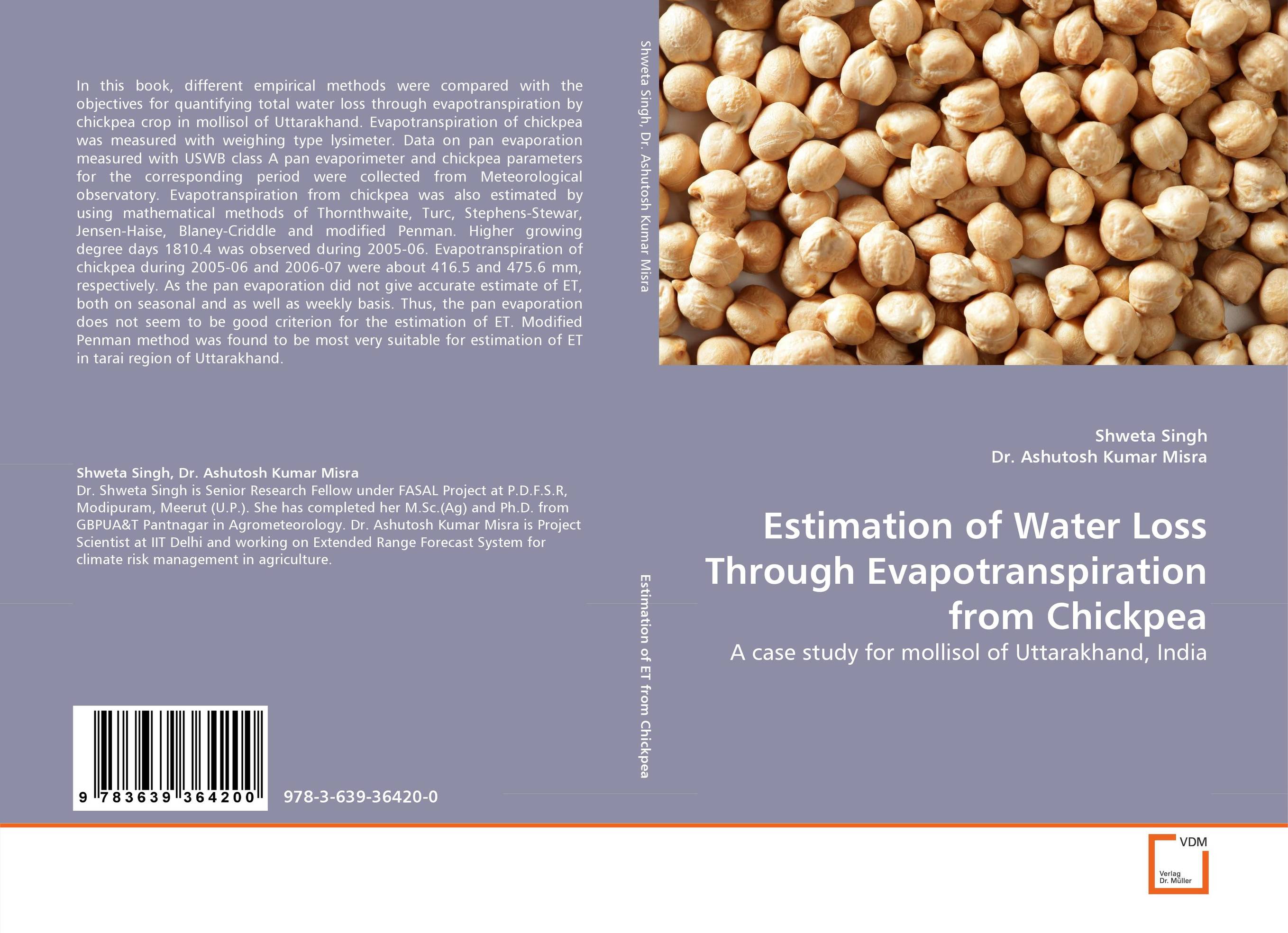 Estimation of Water Loss Through Evapotranspiration from Chickpea. A case study for mollisol of Uttarakhand, India.