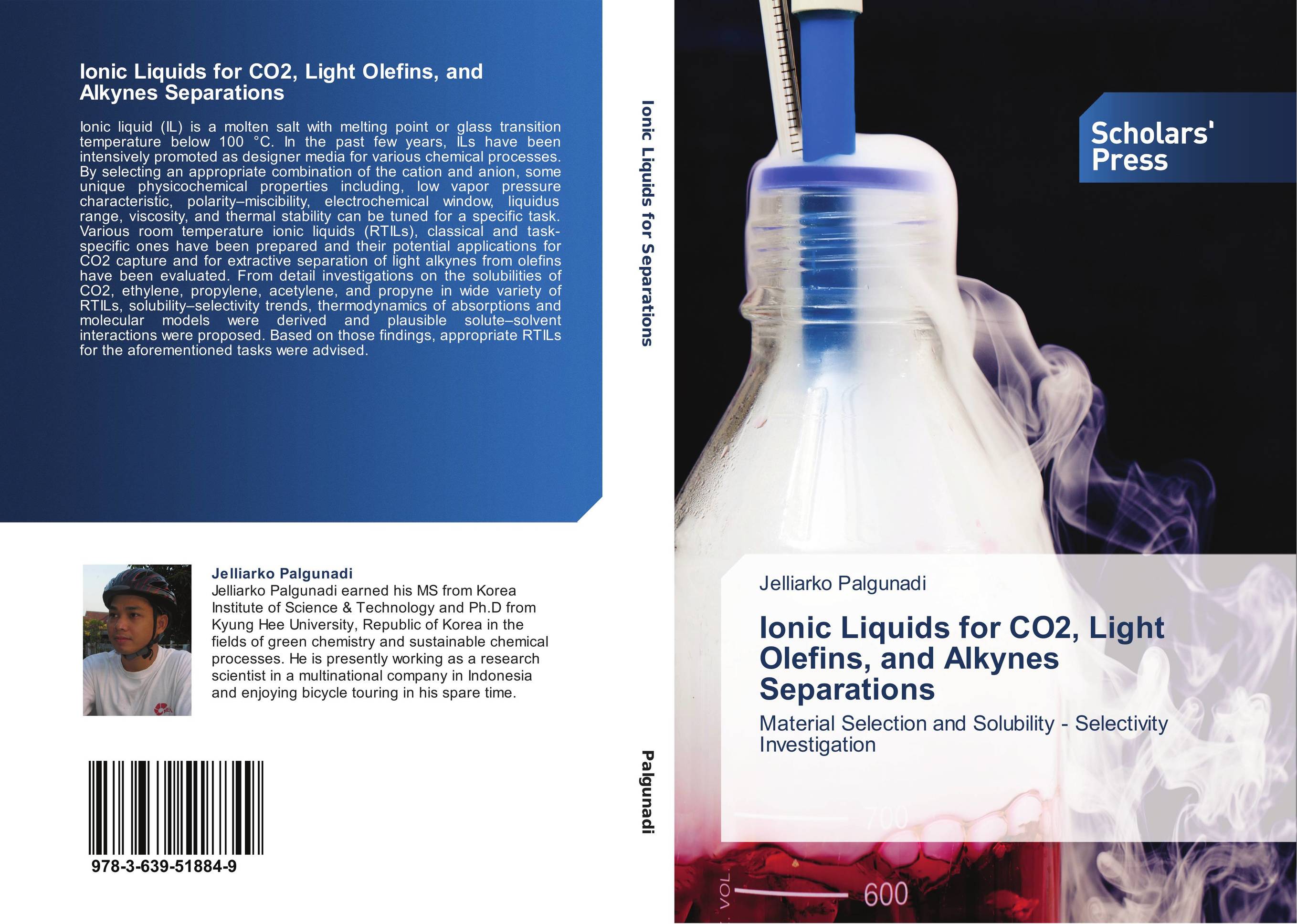 Ionic Liquids for CO2, Light Olefins, and Alkynes Separations. Material Selection and Solubility - Selectivity Investigation.