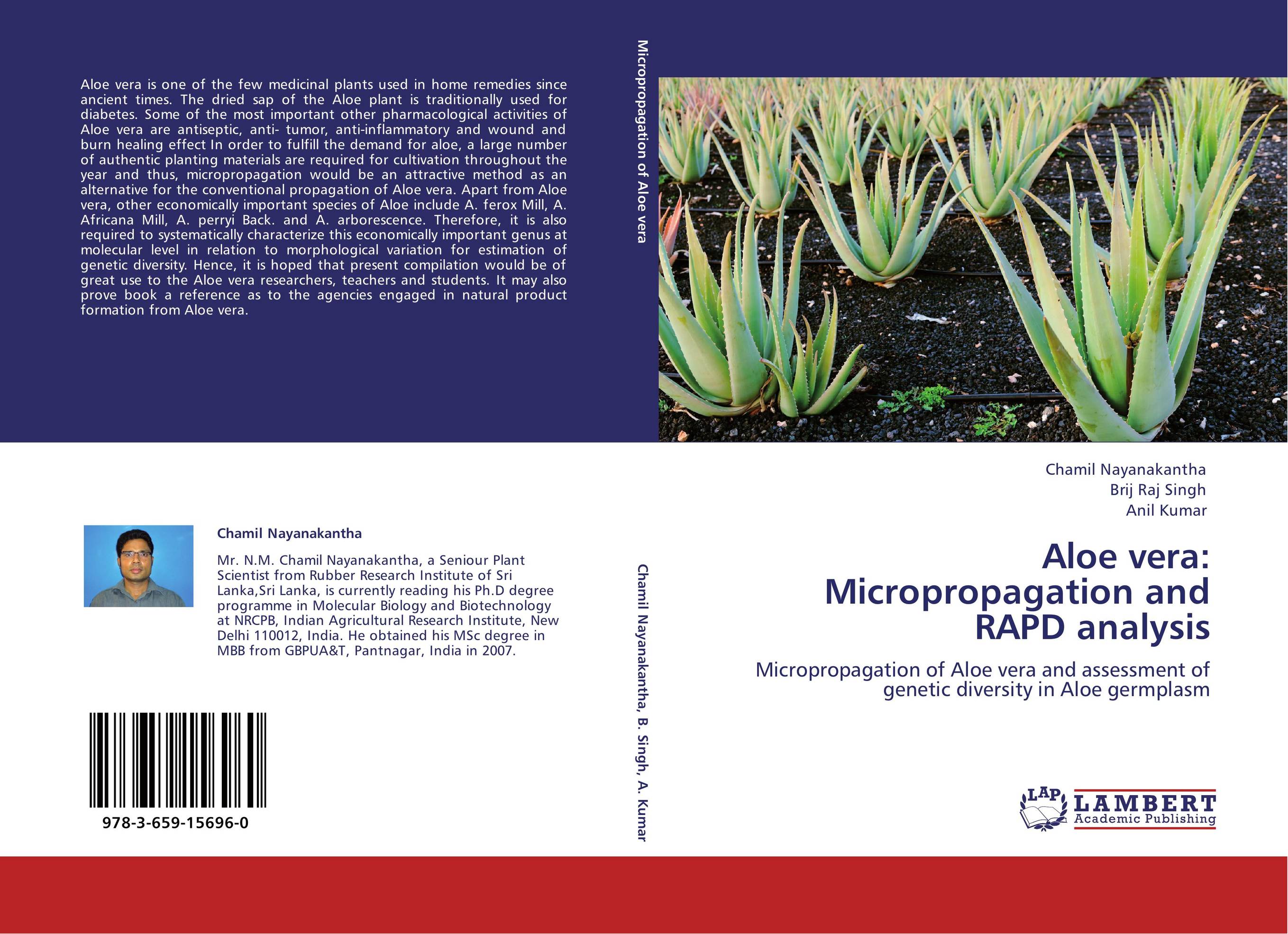 Aloe vera: Micropropagation and RAPD analysis. Micropropagation of Aloe vera and assessment of genetic diversity in Aloe germplasm.