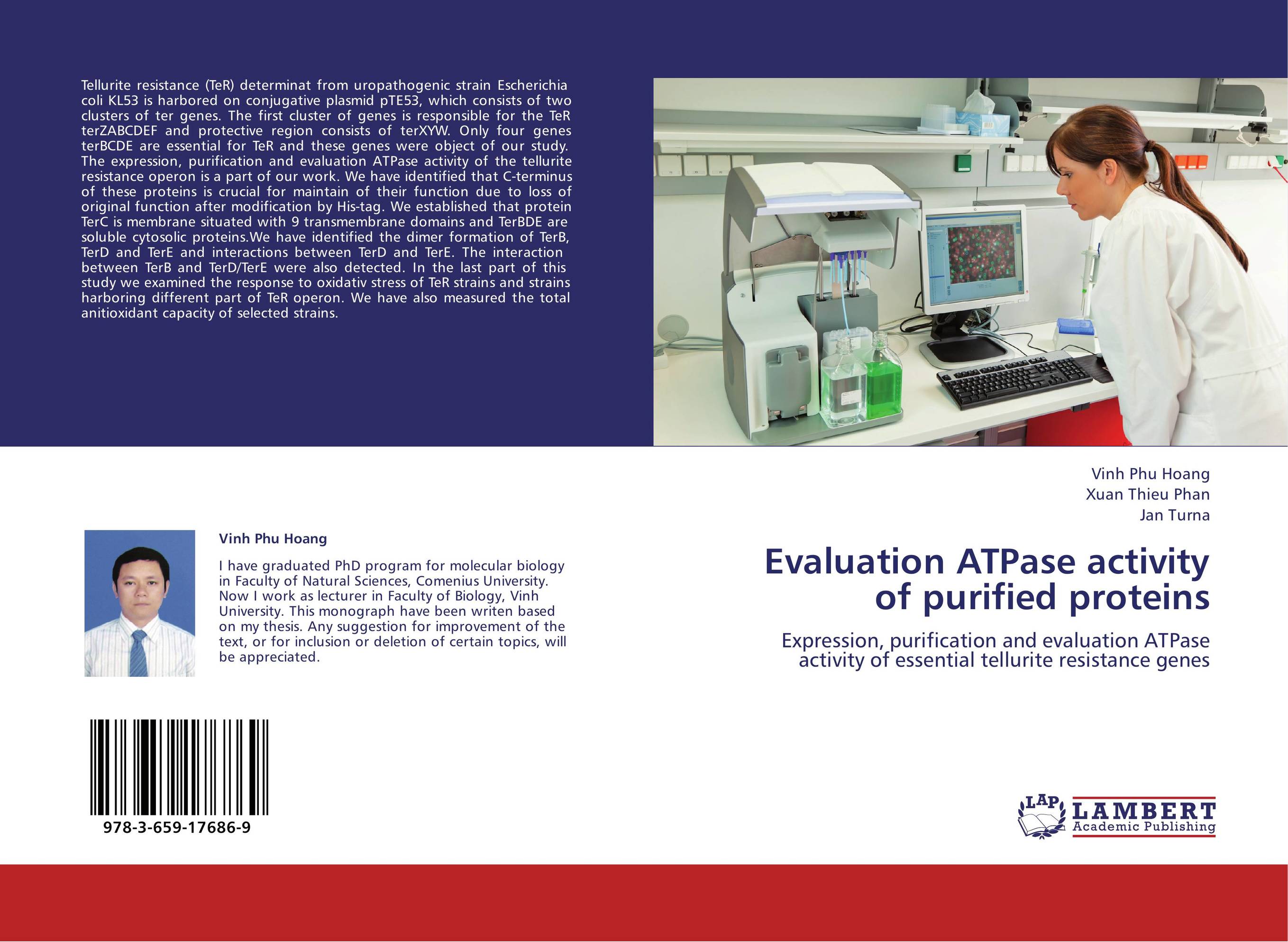 Evaluation ATPase activity of purified proteins. Expression, purification and evaluation ATPase activity of essential tellurite resistance genes.