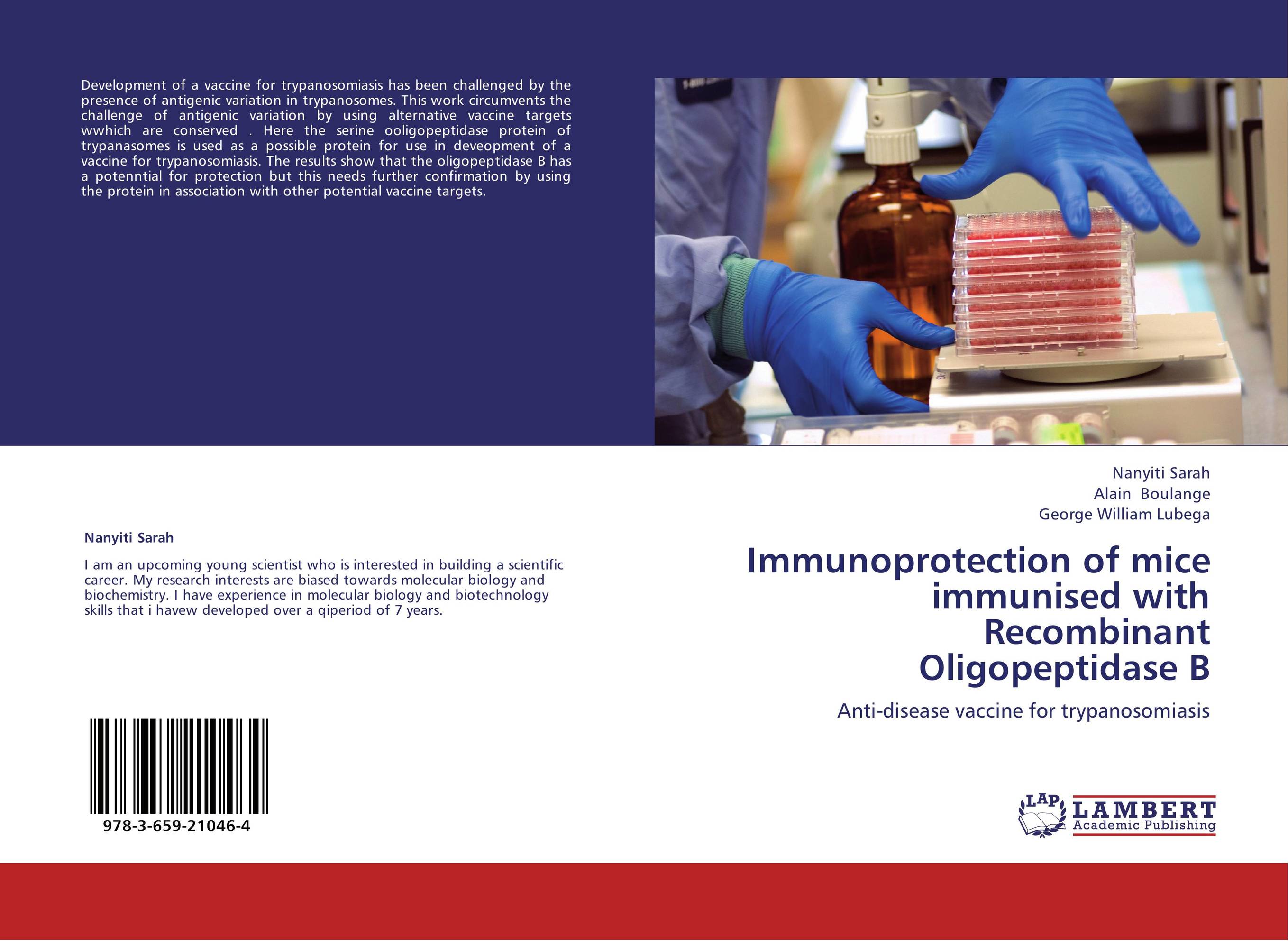 Immunoprotection of mice immunised with Recombinant Oligopeptidase B. Anti-disease vaccine for trypanosomiasis.