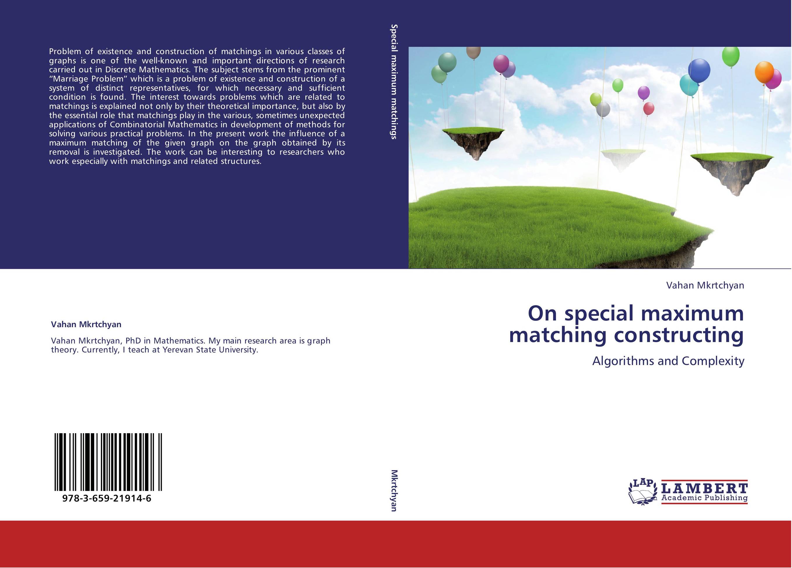 On special maximum matching constructing. Algorithms and Complexity.