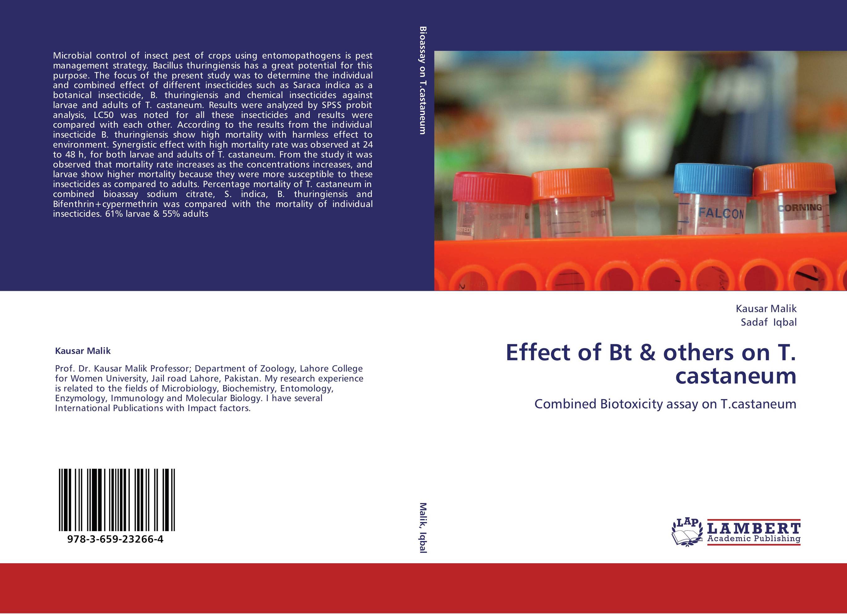 Effect of Bt &amp;amp; others on T. castaneum. Combined Biotoxicity assay on T.castaneum.