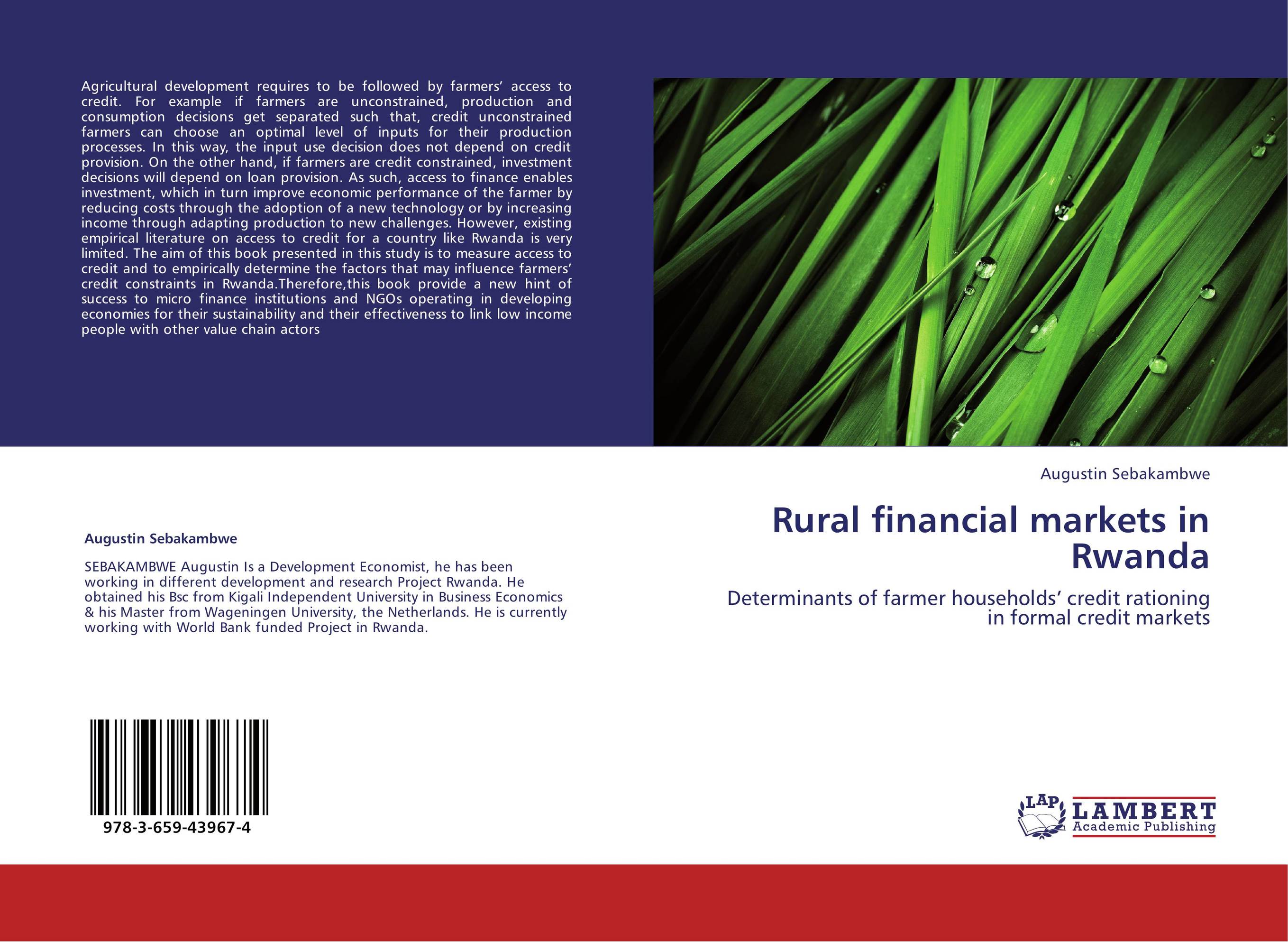 Rural financial markets in Rwanda. Determinants of farmer households’ credit rationing in formal credit markets.
