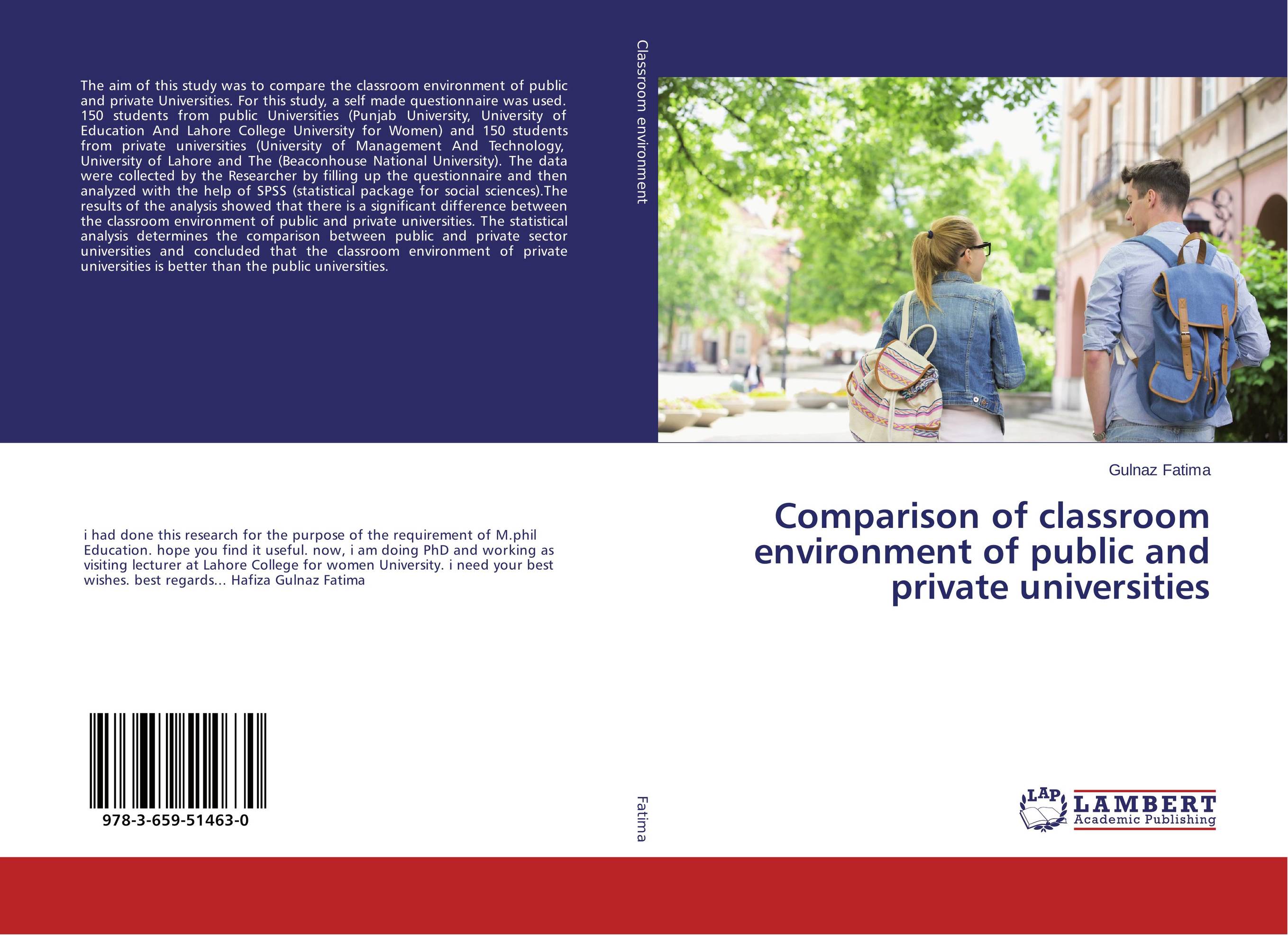 Comparison of classroom environment of public and private universities..
