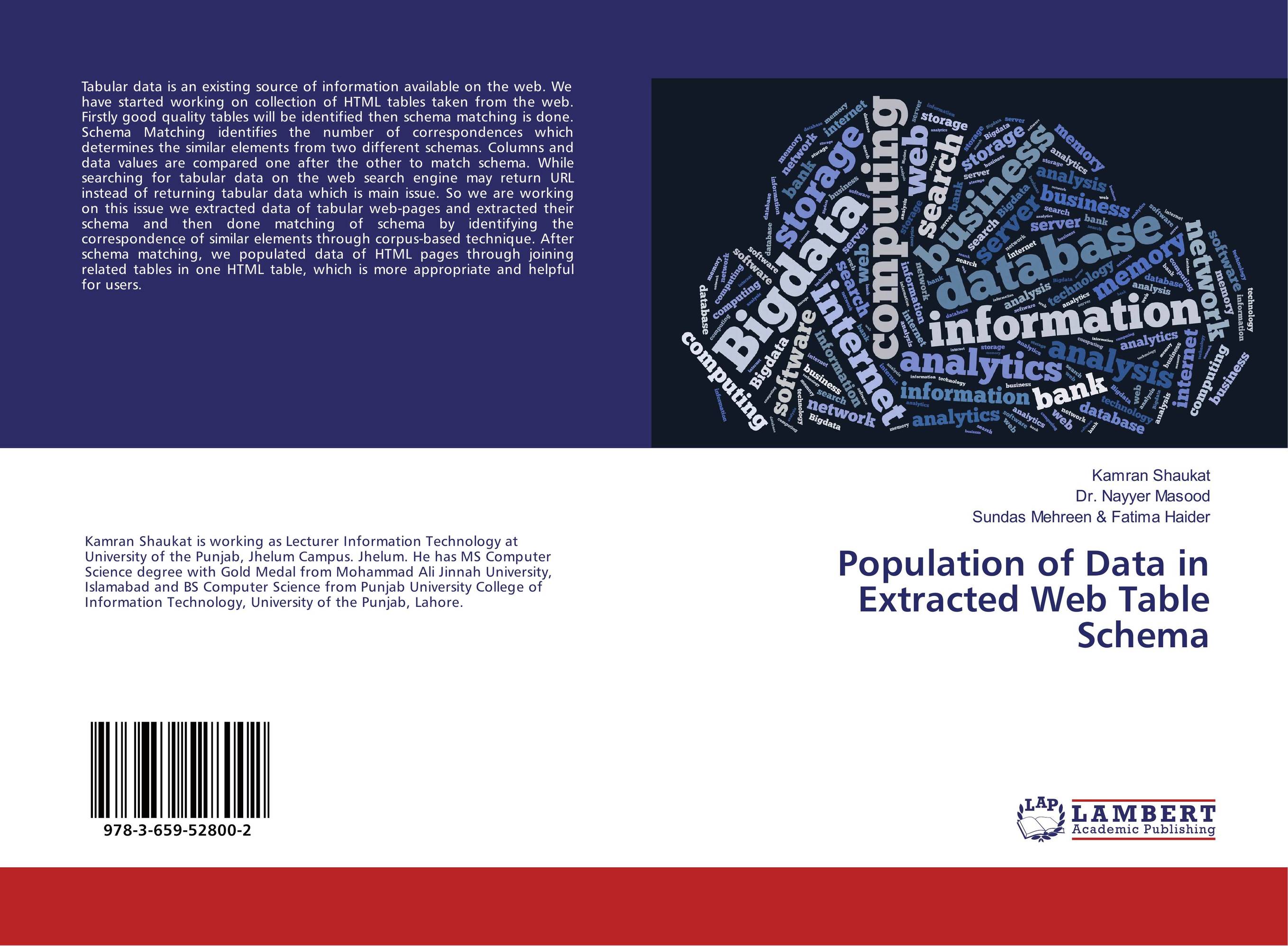 Population of Data in Extracted Web Table Schema..