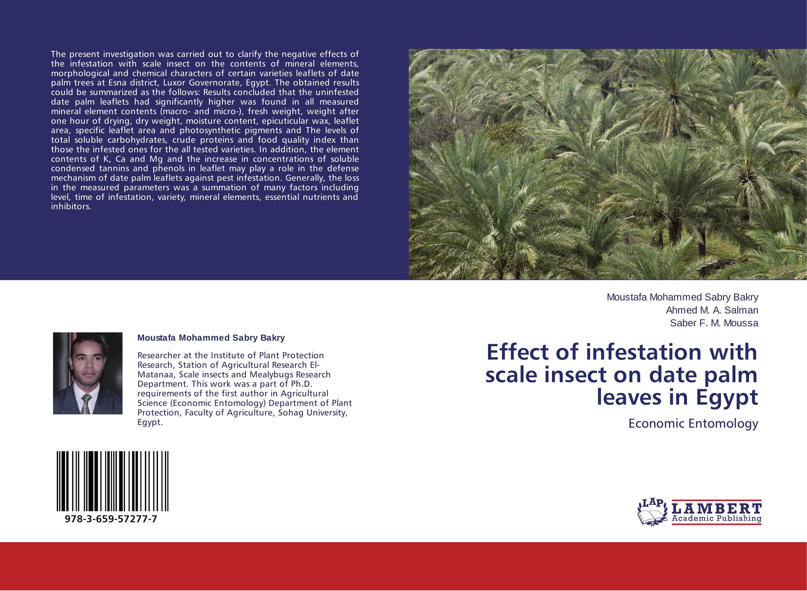 Effect of infestation with scale insect on date palm leaves in Egypt. Economic Entomology.