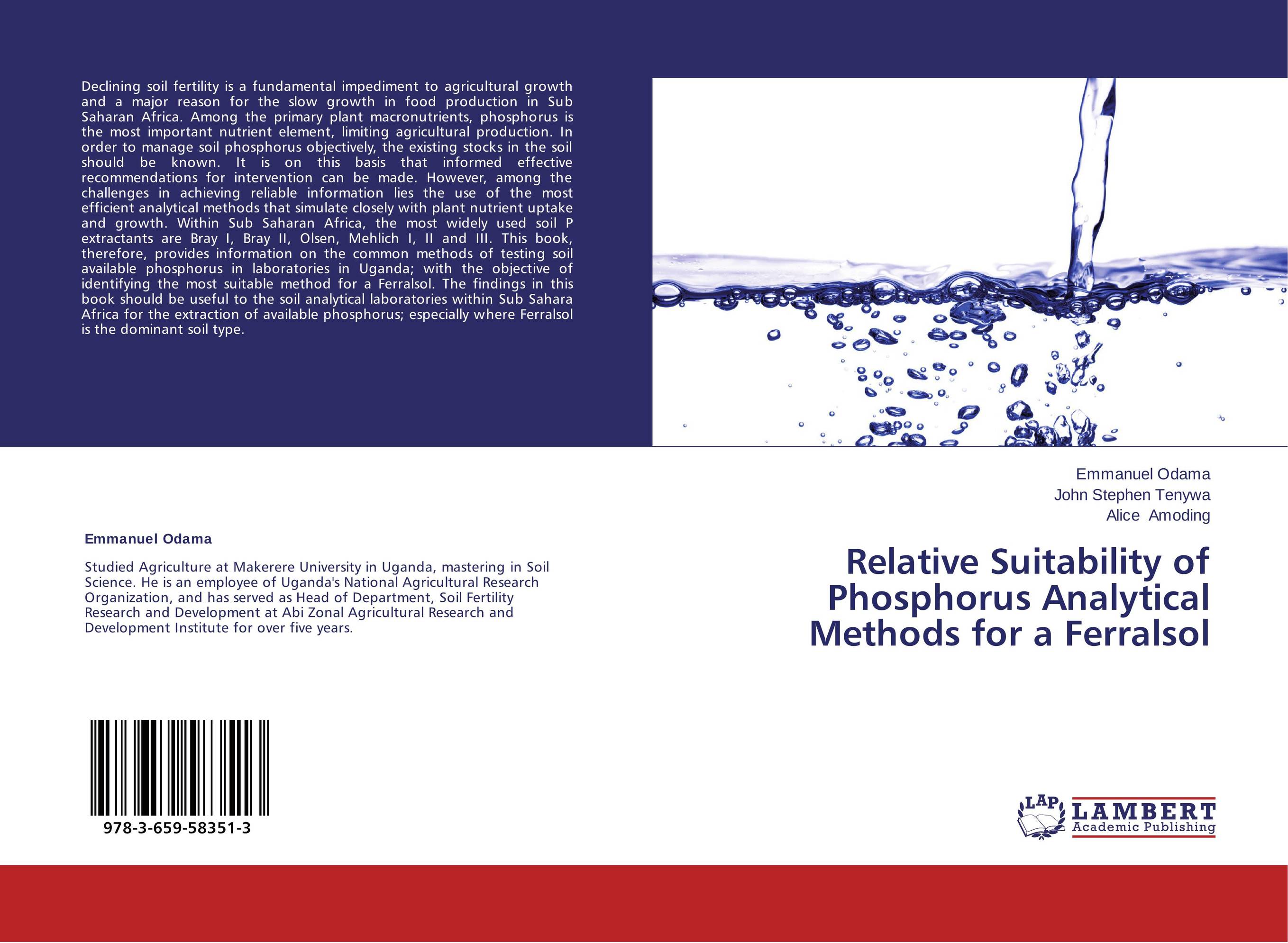 Relative Suitability of Phosphorus Analytical Methods for a Ferralsol..