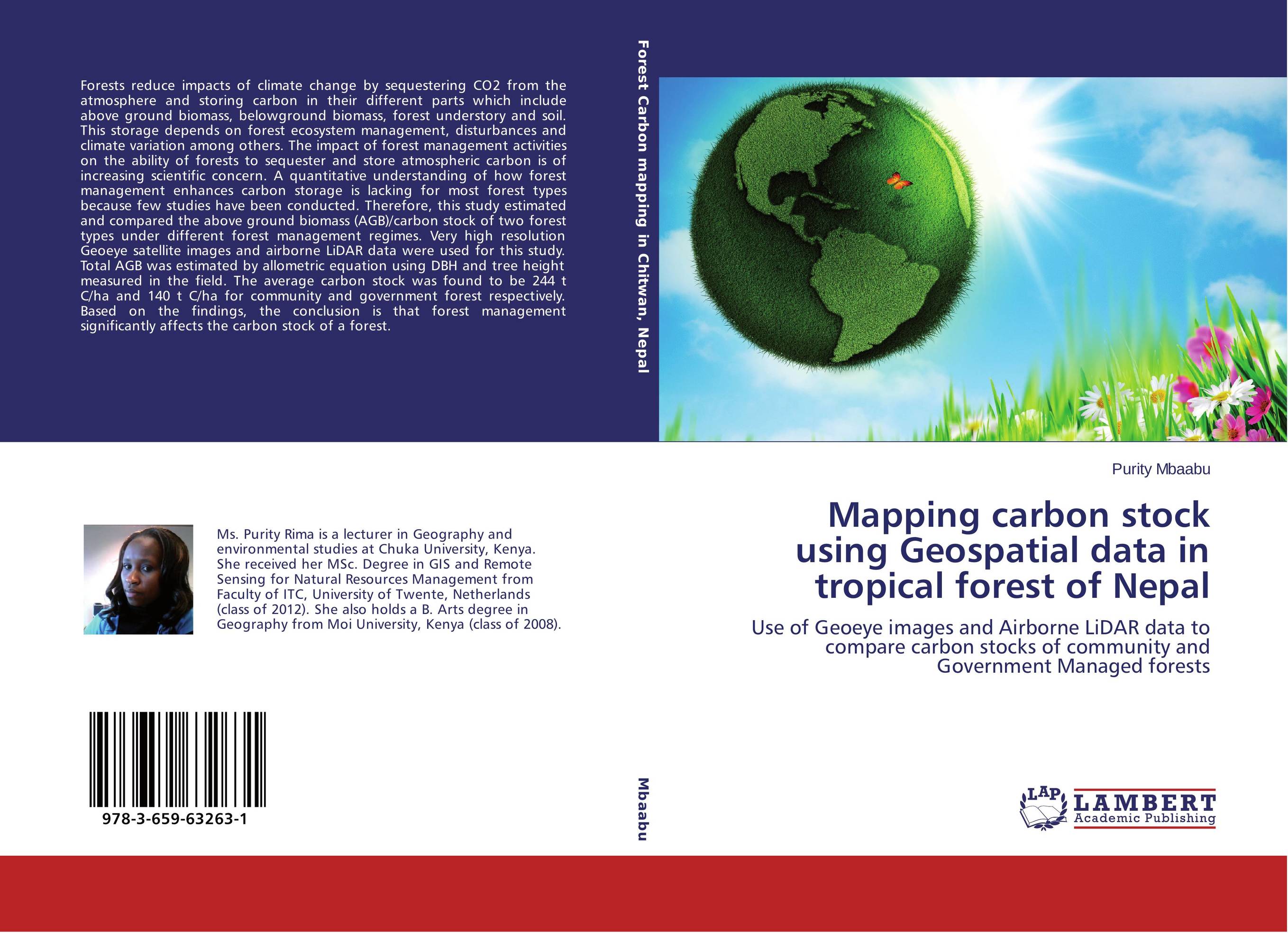 Mapping carbon stock using Geospatial data in tropical forest of Nepal. Use of Geoeye images and Airborne LiDAR data to compare carbon stocks of community and Government Managed forests.
