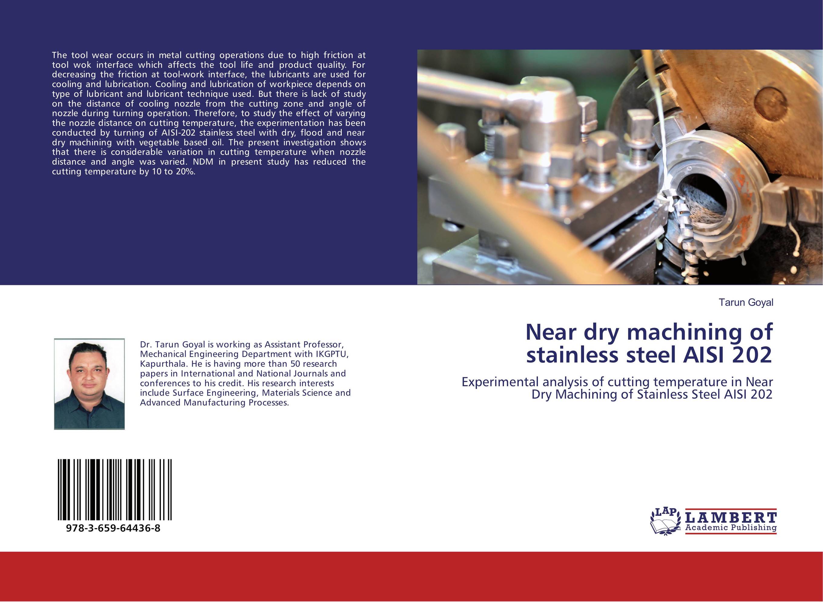 Near dry machining of stainless steel AISI 202. Experimental analysis of cutting temperature in Near Dry Machining of Stainless Steel AISI 202.