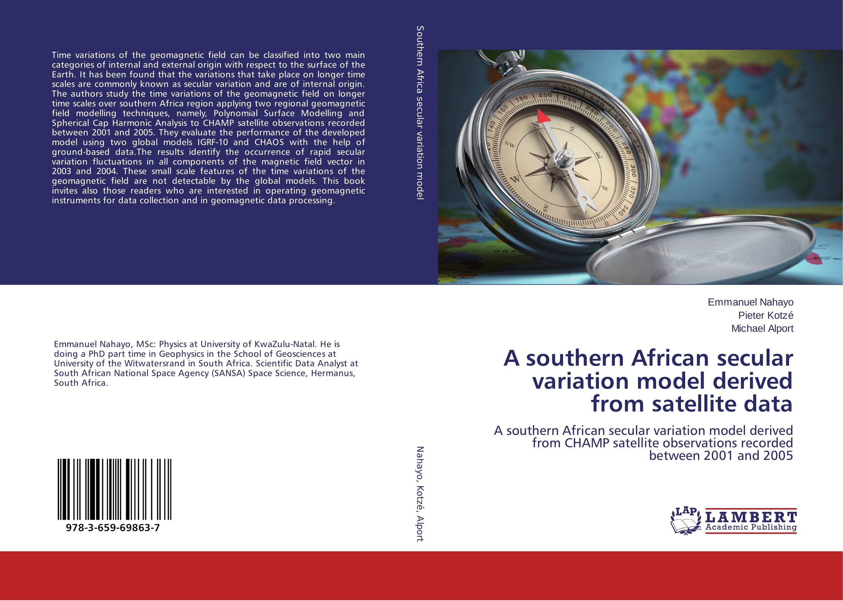 A southern African secular variation model derived from satellite data. A southern African secular variation model derived from CHAMP satellite observations recorded between 2001 and 2005.