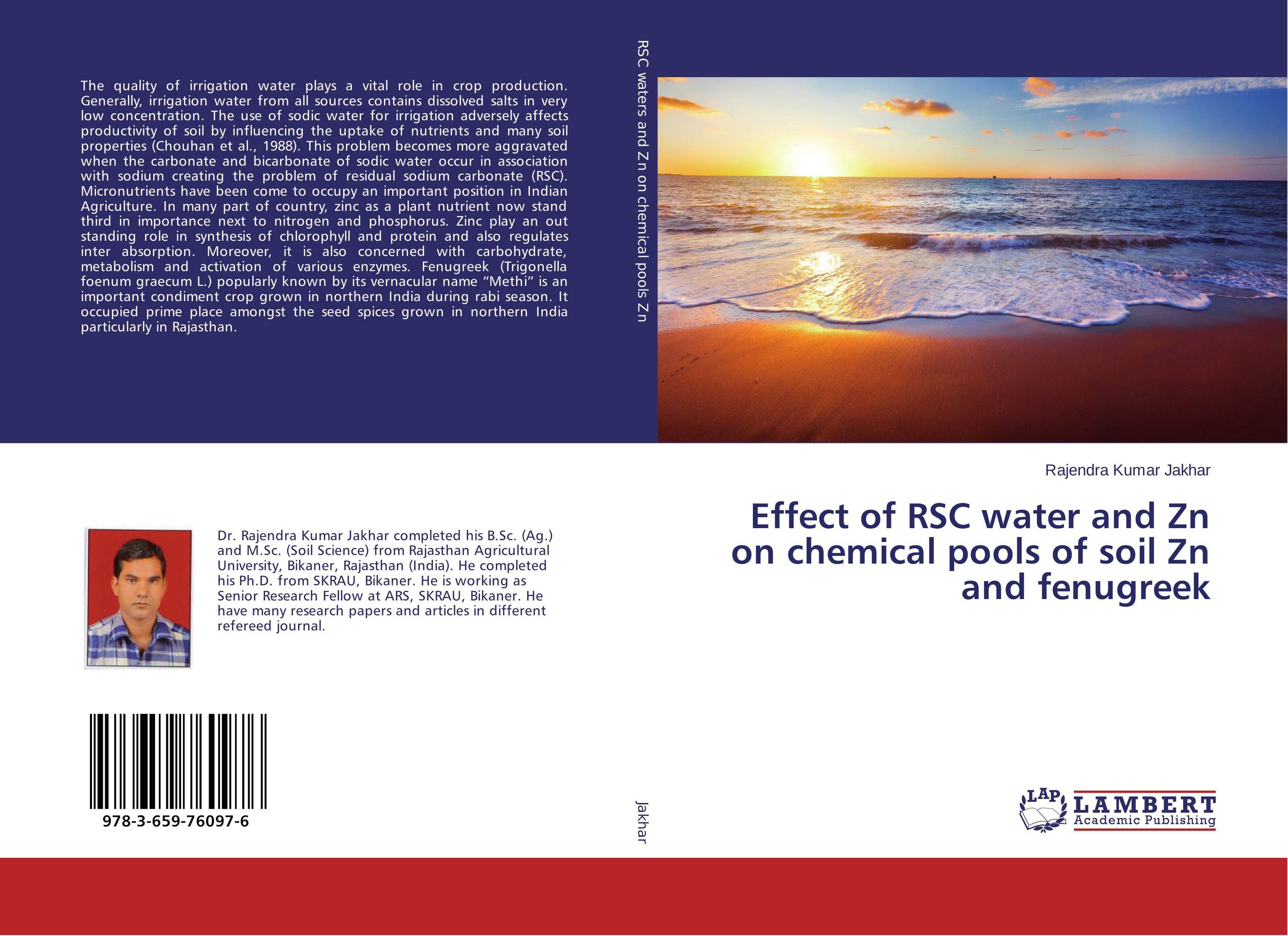 Effect of RSC water and Zn on chemical pools of soil Zn and fenugreek..