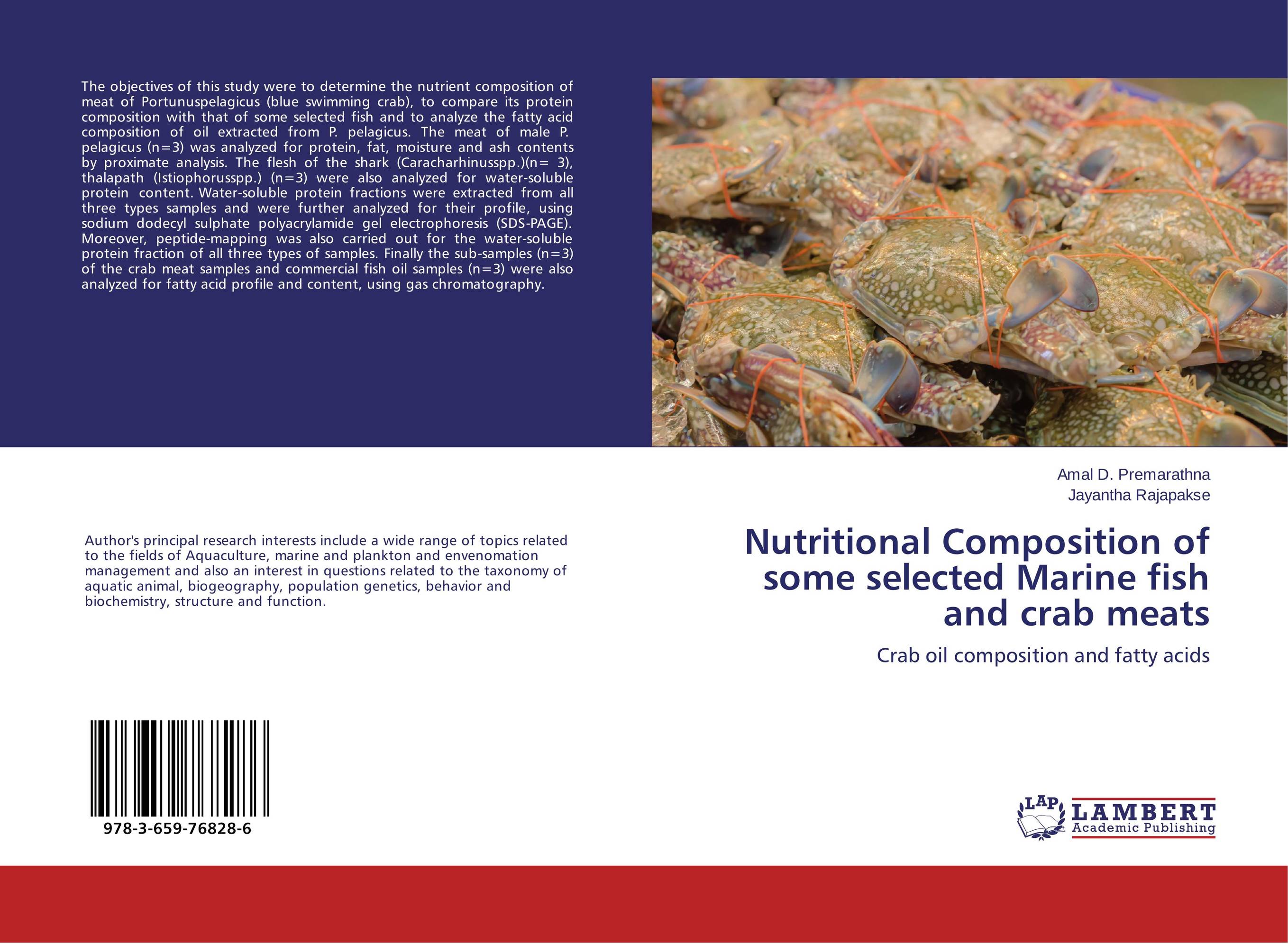 Nutritional Composition of some selected Marine fish and crab meats. Crab oil composition and fatty acids.