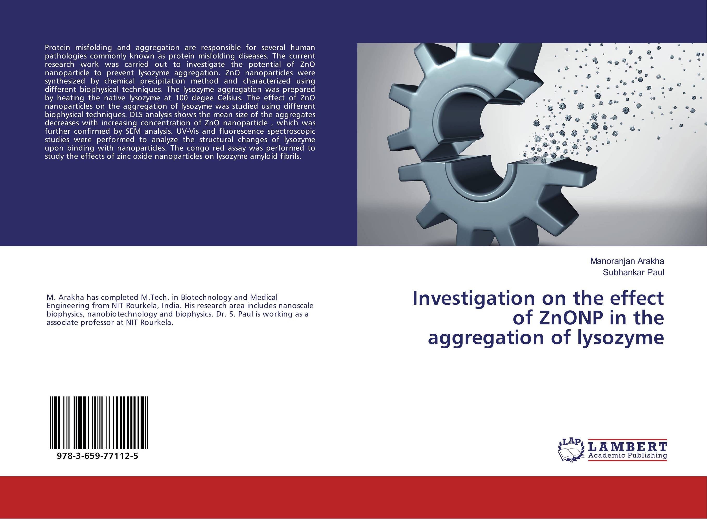 Investigation on the effect of ZnONP in the aggregation of lysozyme..