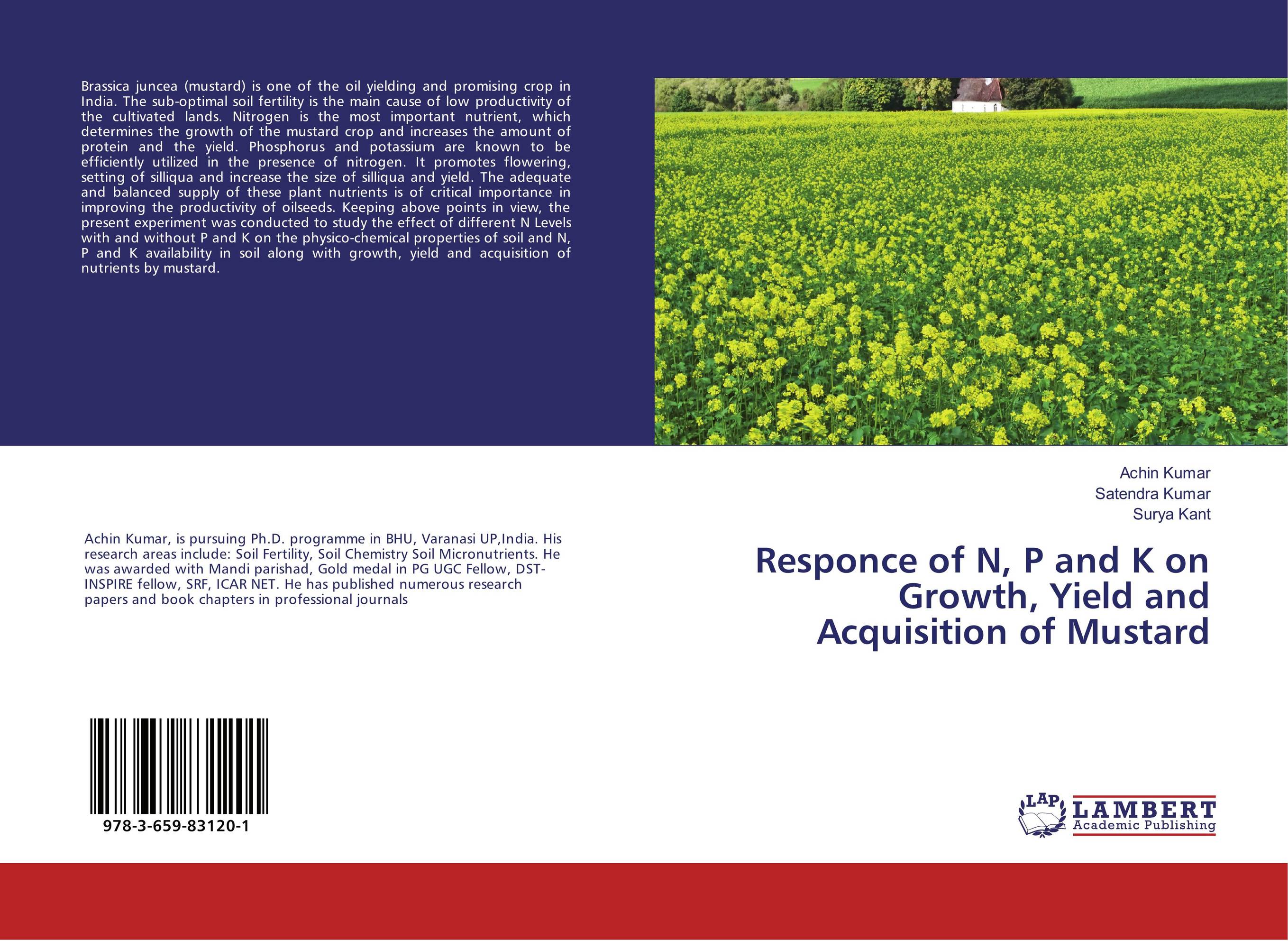 Responce of N, P and K on Growth, Yield and Acquisition of Mustard..