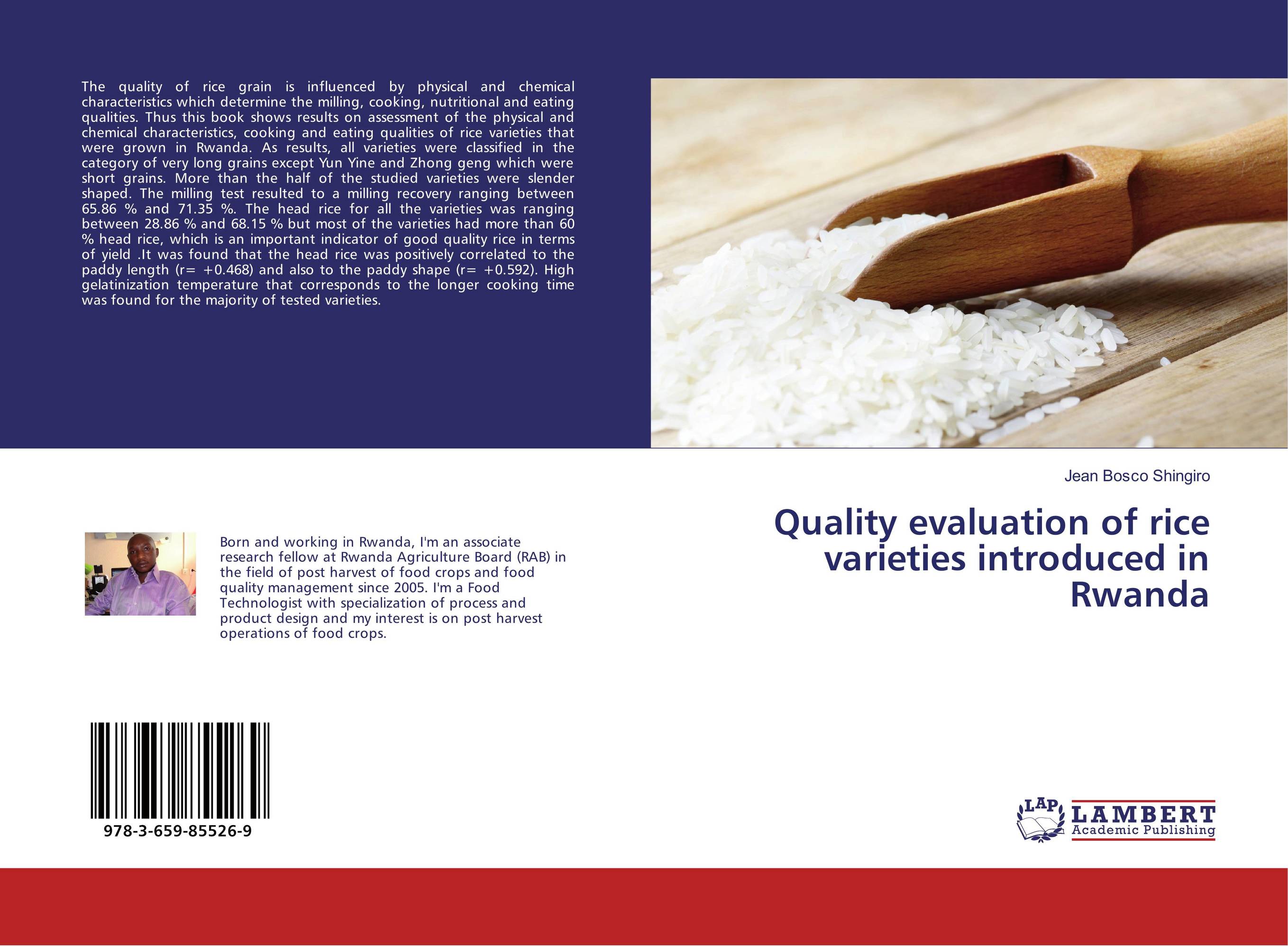 Quality evaluation of rice varieties introduced in Rwanda..