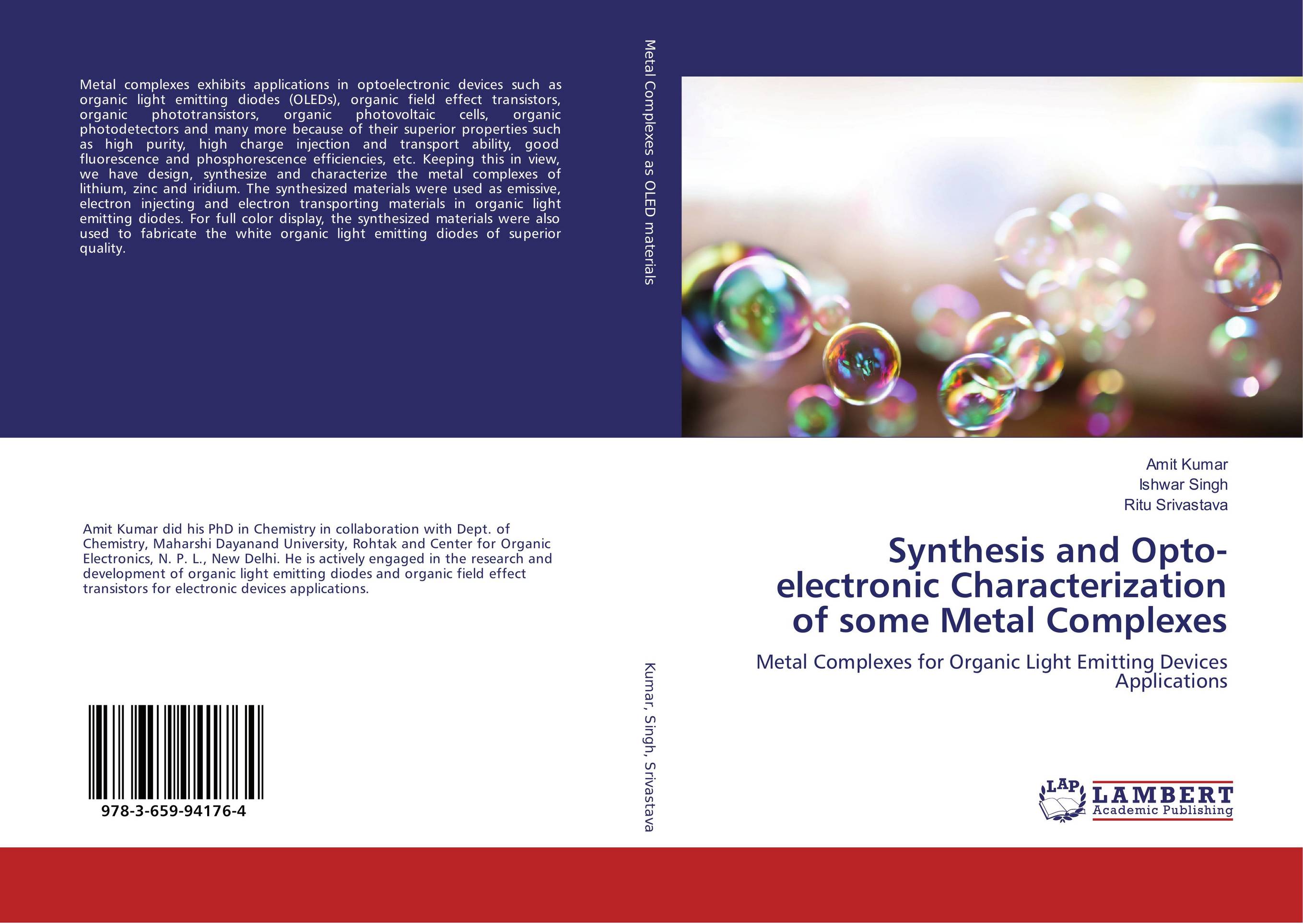 Synthesis and Opto-electronic Characterization of some Metal Complexes. Metal Complexes for Organic Light Emitting Devices Applications.