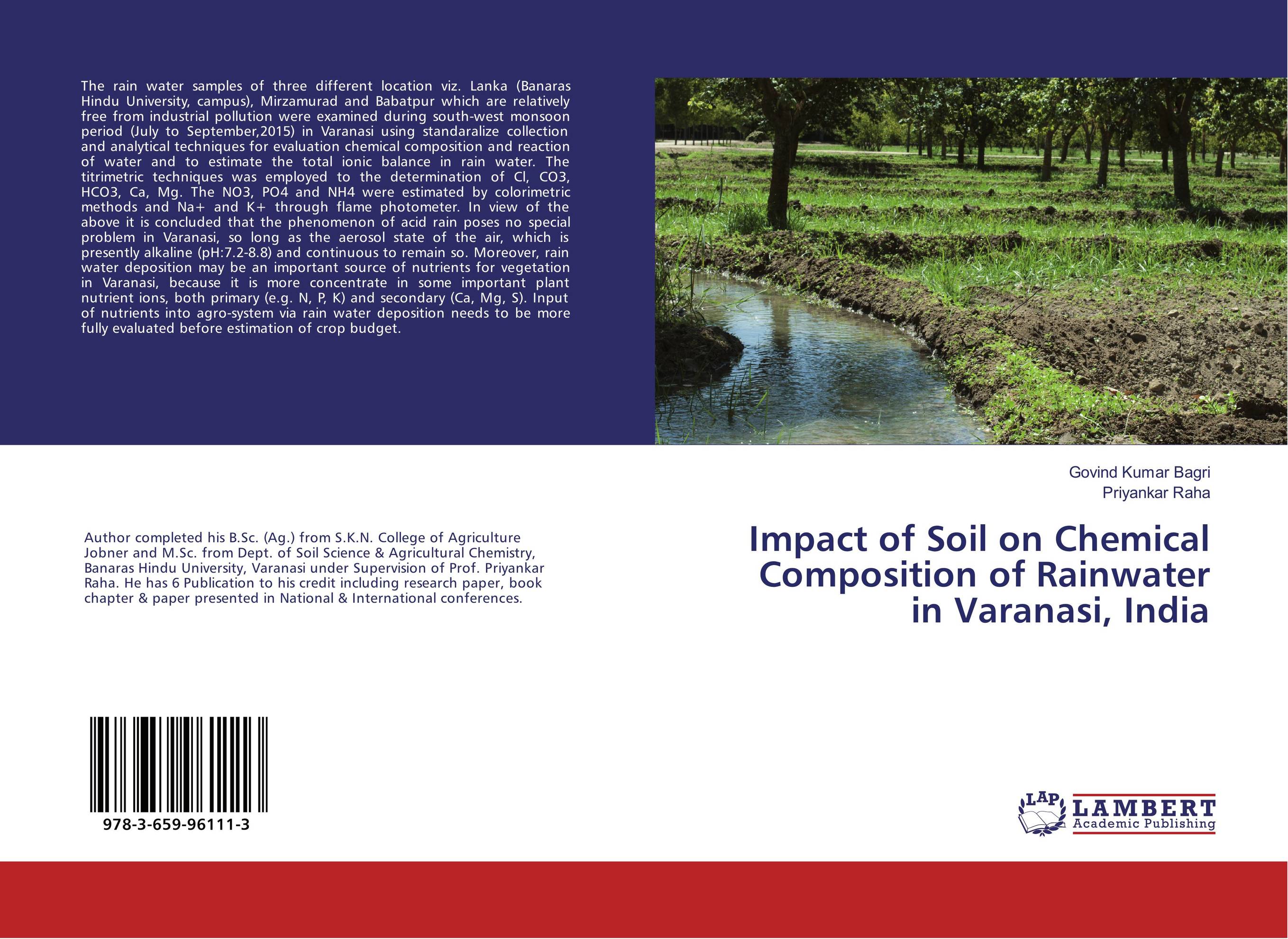 Impact of Soil on Chemical Composition of Rainwater in Varanasi, India..