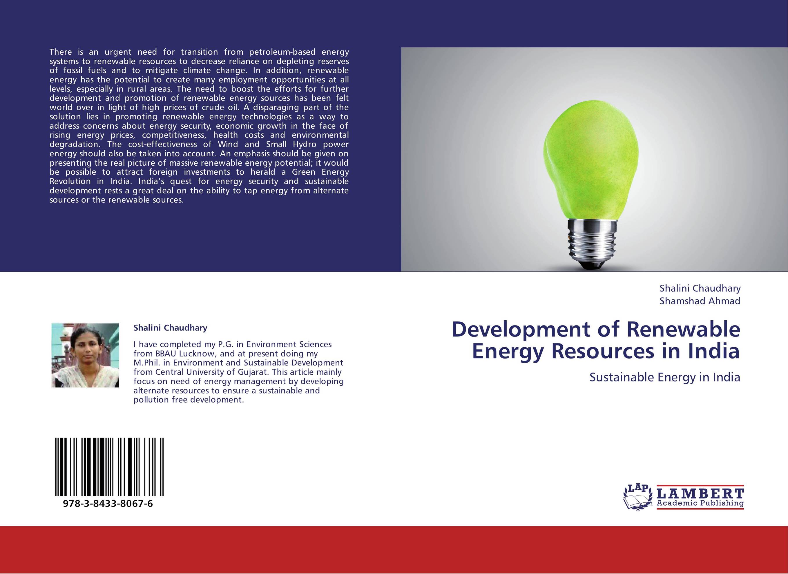 Development of  Renewable  Energy Resources in India. Sustainable Energy in India.