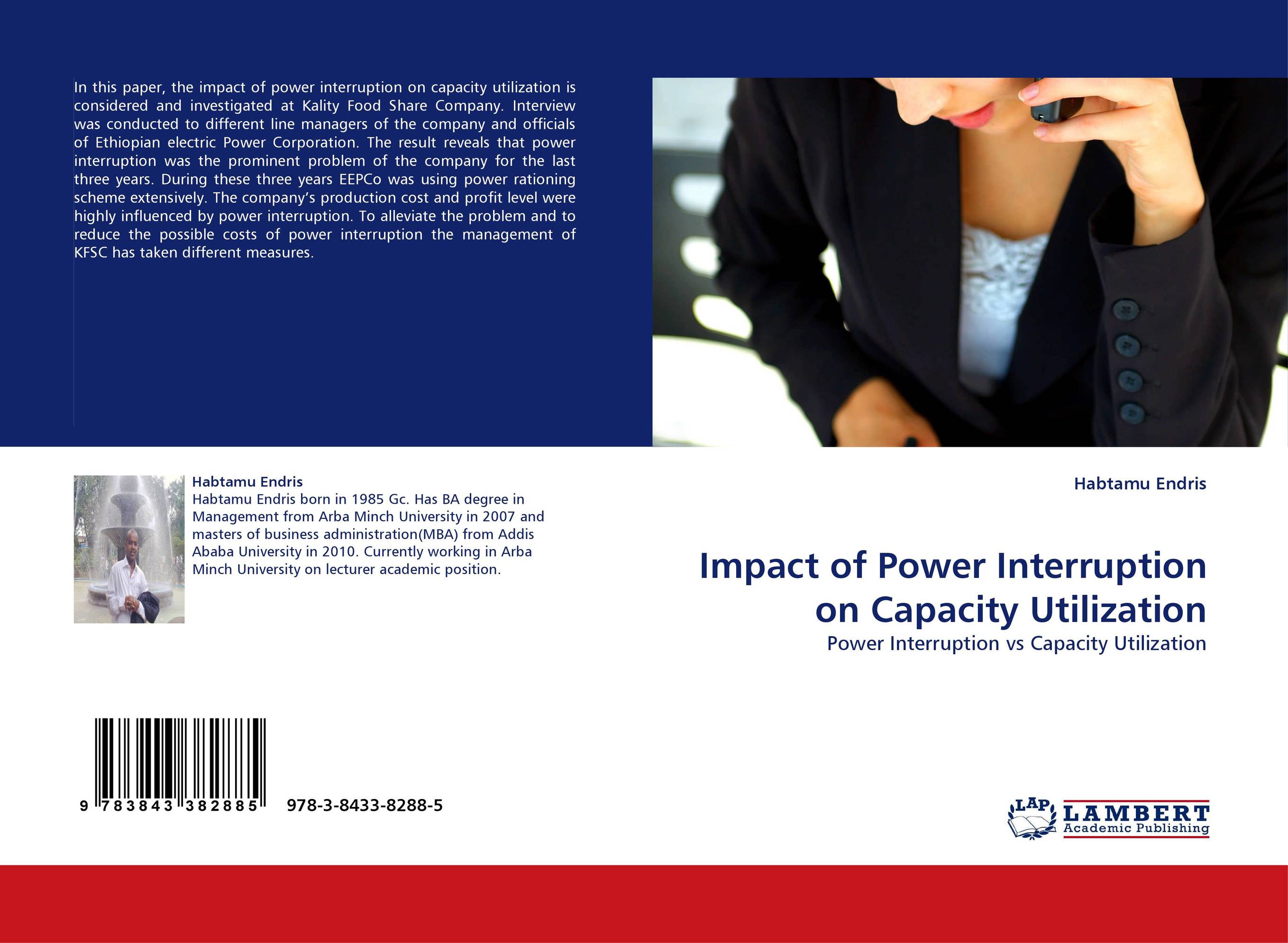 Impact of Power Interruption on Capacity Utilization. Power Interruption vs Capacity Utilization.
