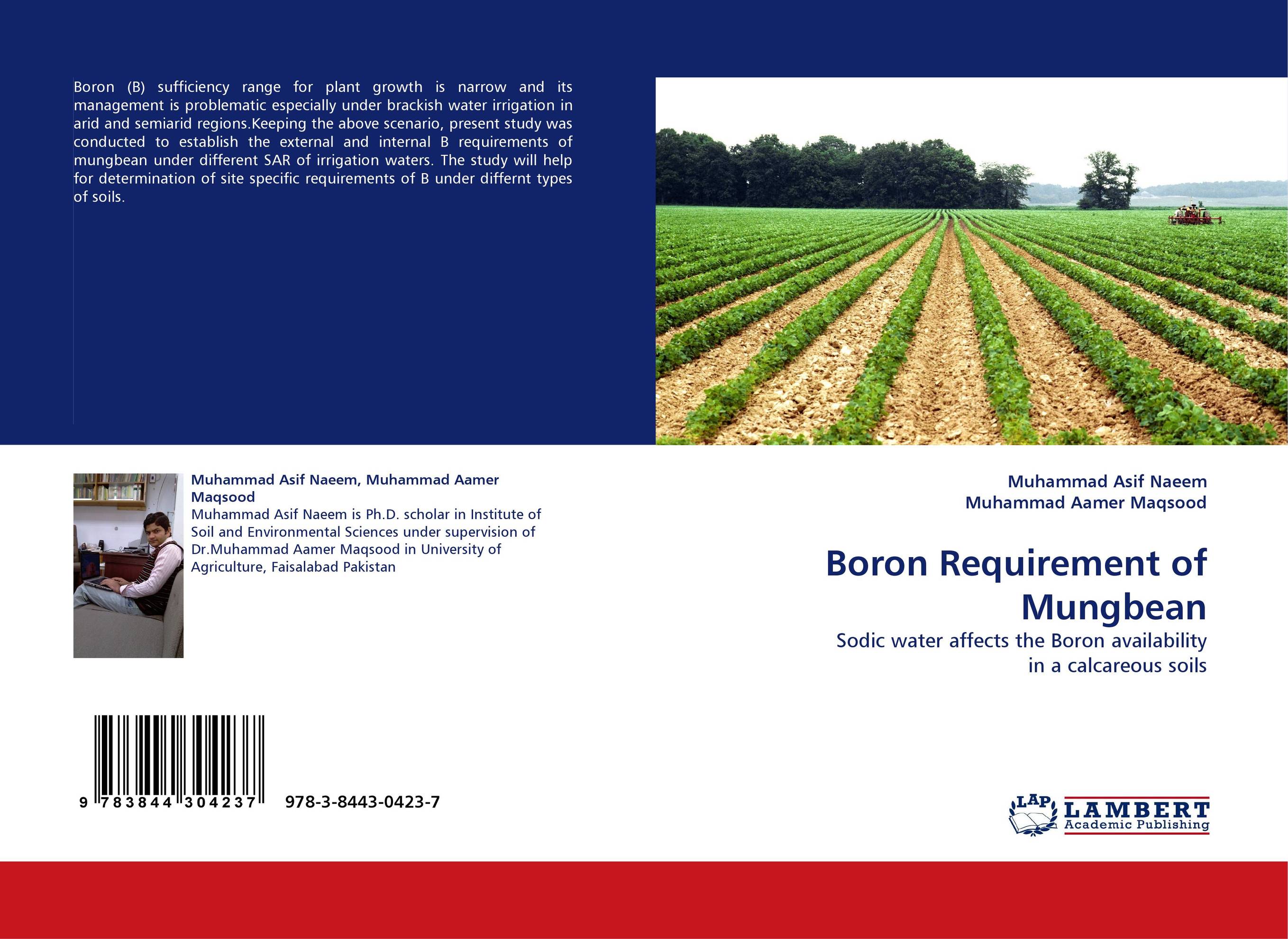 Boron Requirement of Mungbean. Sodic water affects the Boron availability in a calcareous soils.