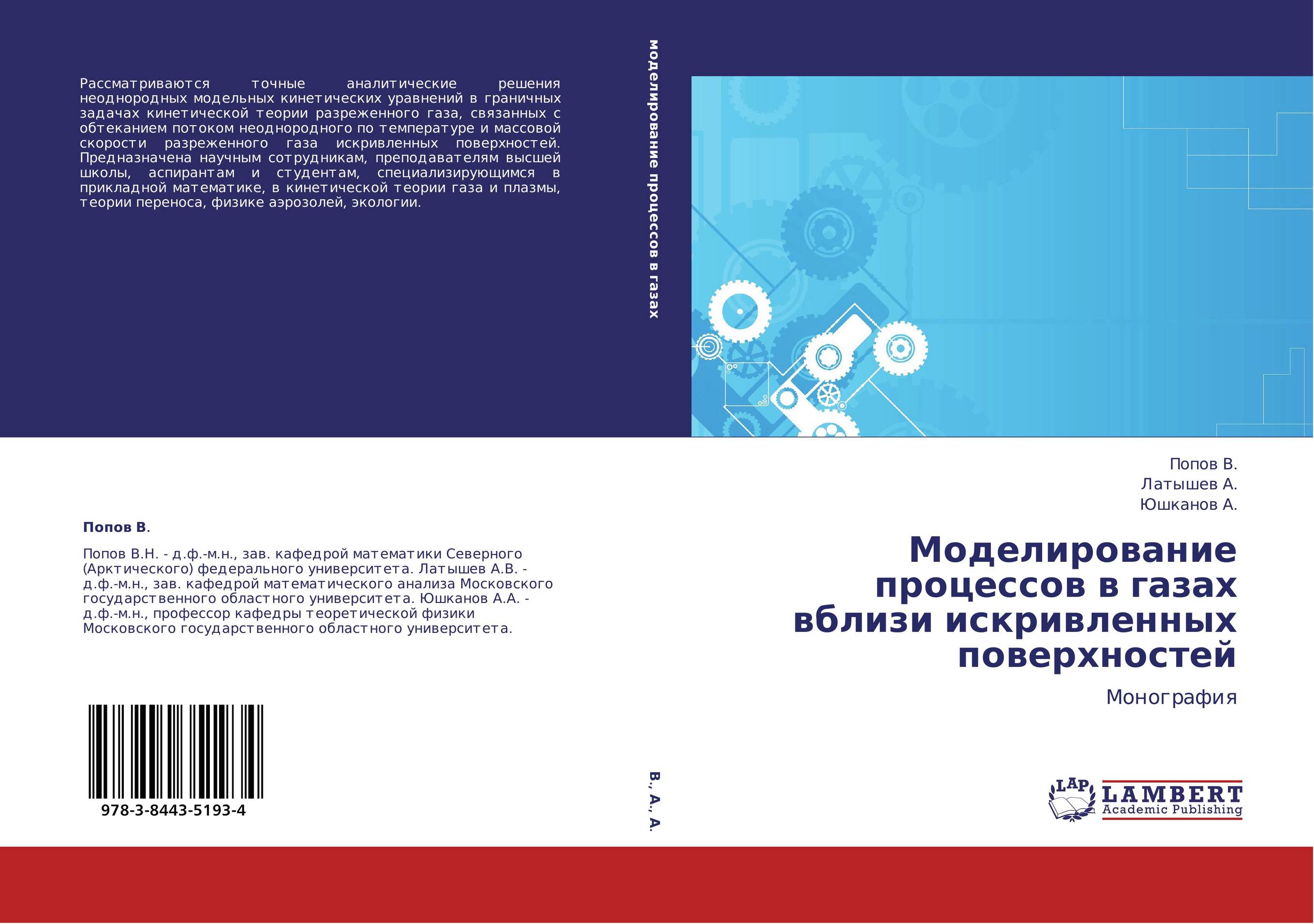 Моделирование процессов в газах вблизи искривленных поверхностей. Монография.