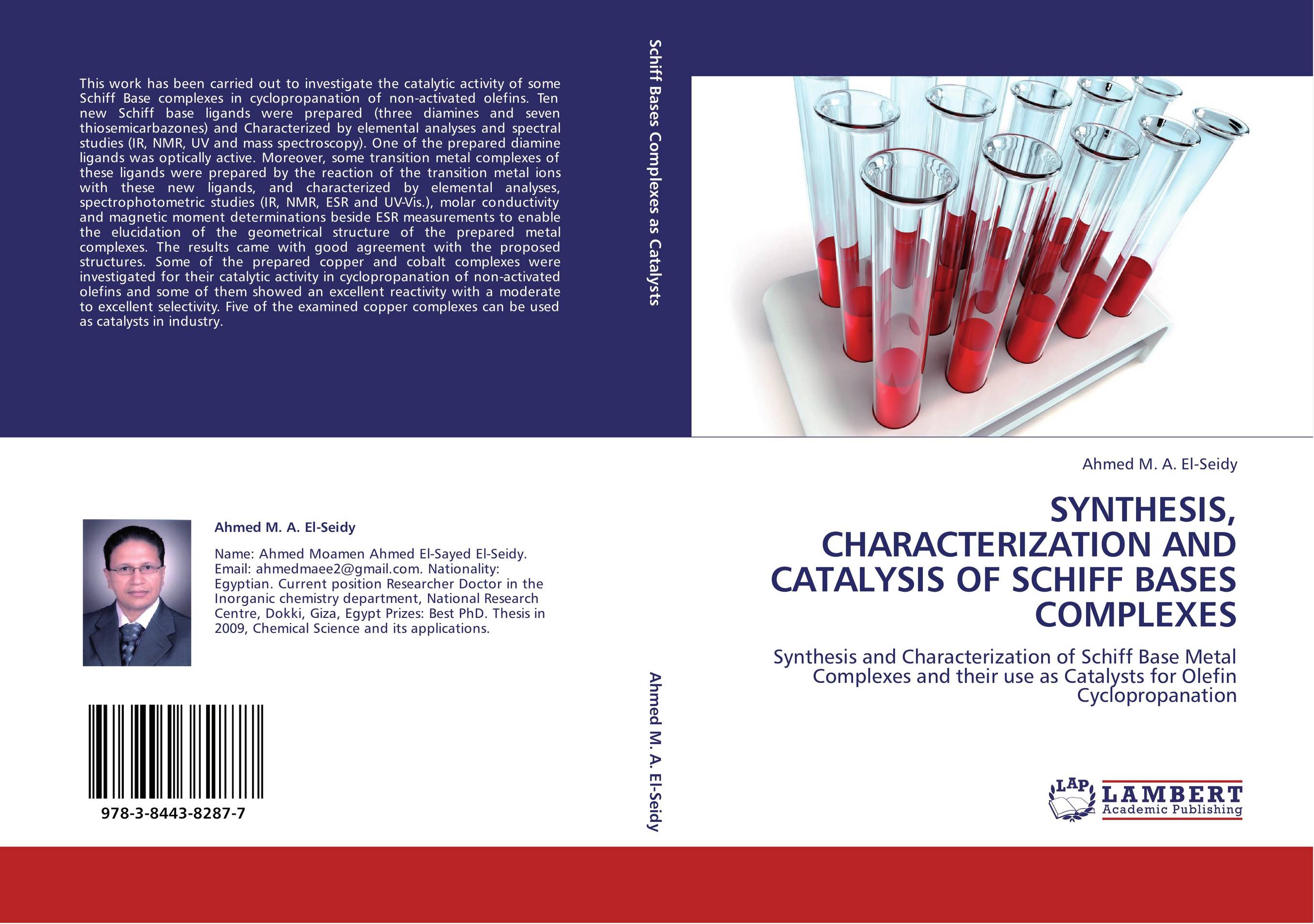 SYNTHESIS, CHARACTERIZATION AND CATALYSIS OF SCHIFF BASES COMPLEXES. Synthesis and Characterization of Schiff Base Metal Complexes and their use as Catalysts for Olefin Cyclopropanation.