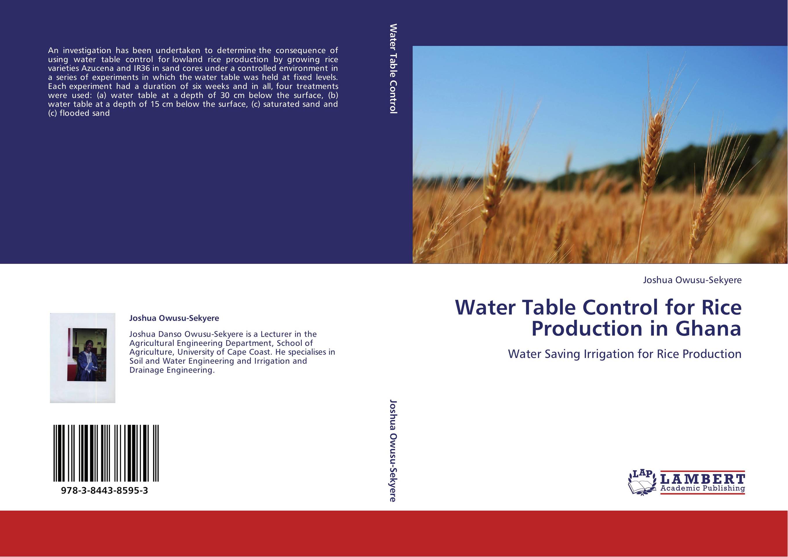 Water Table Control for Rice Production in Ghana. Water Saving Irrigation for Rice Production.