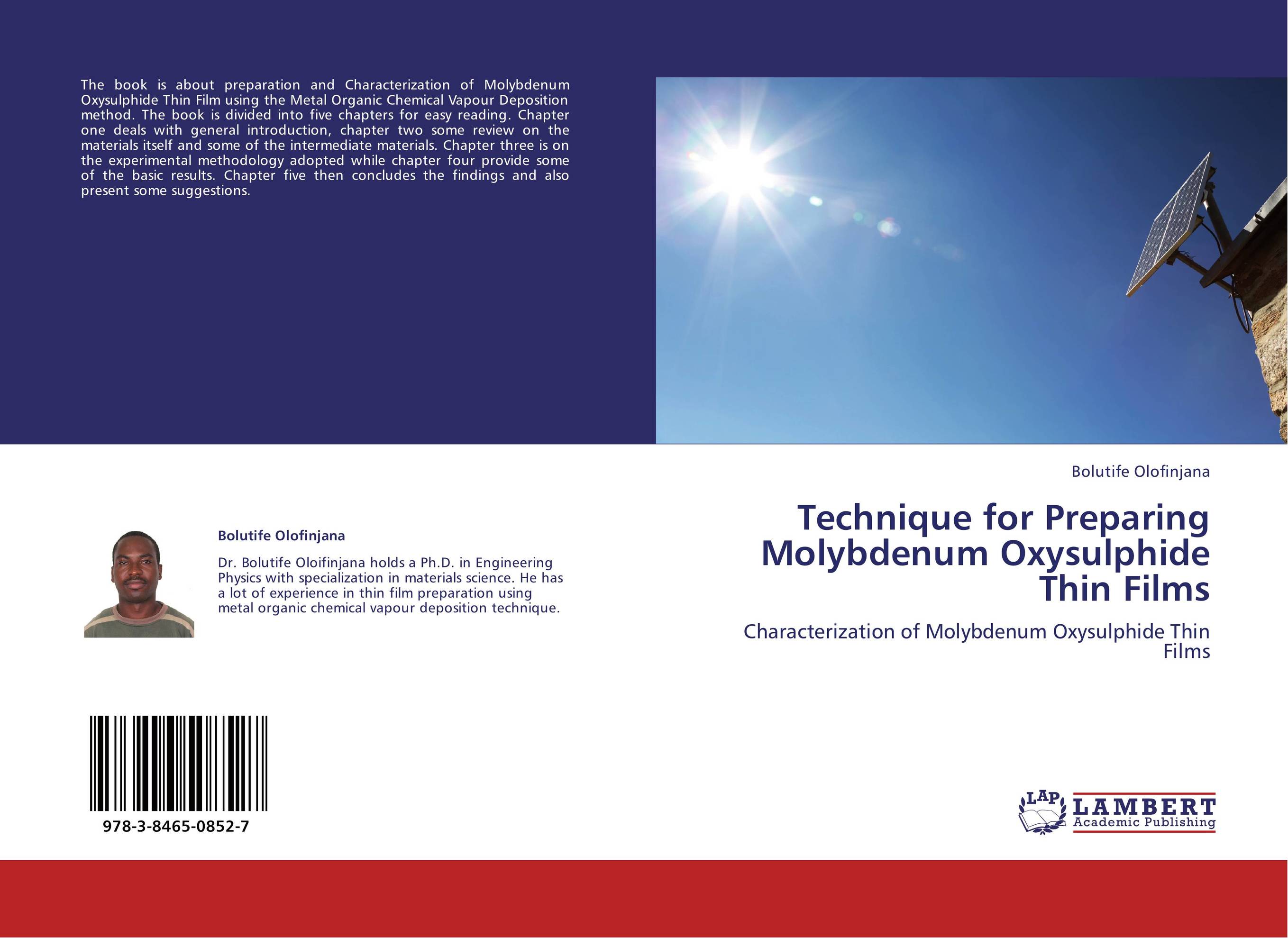 Technique for Preparing Molybdenum Oxysulphide Thin Films. Characterization of Molybdenum Oxysulphide Thin Films.