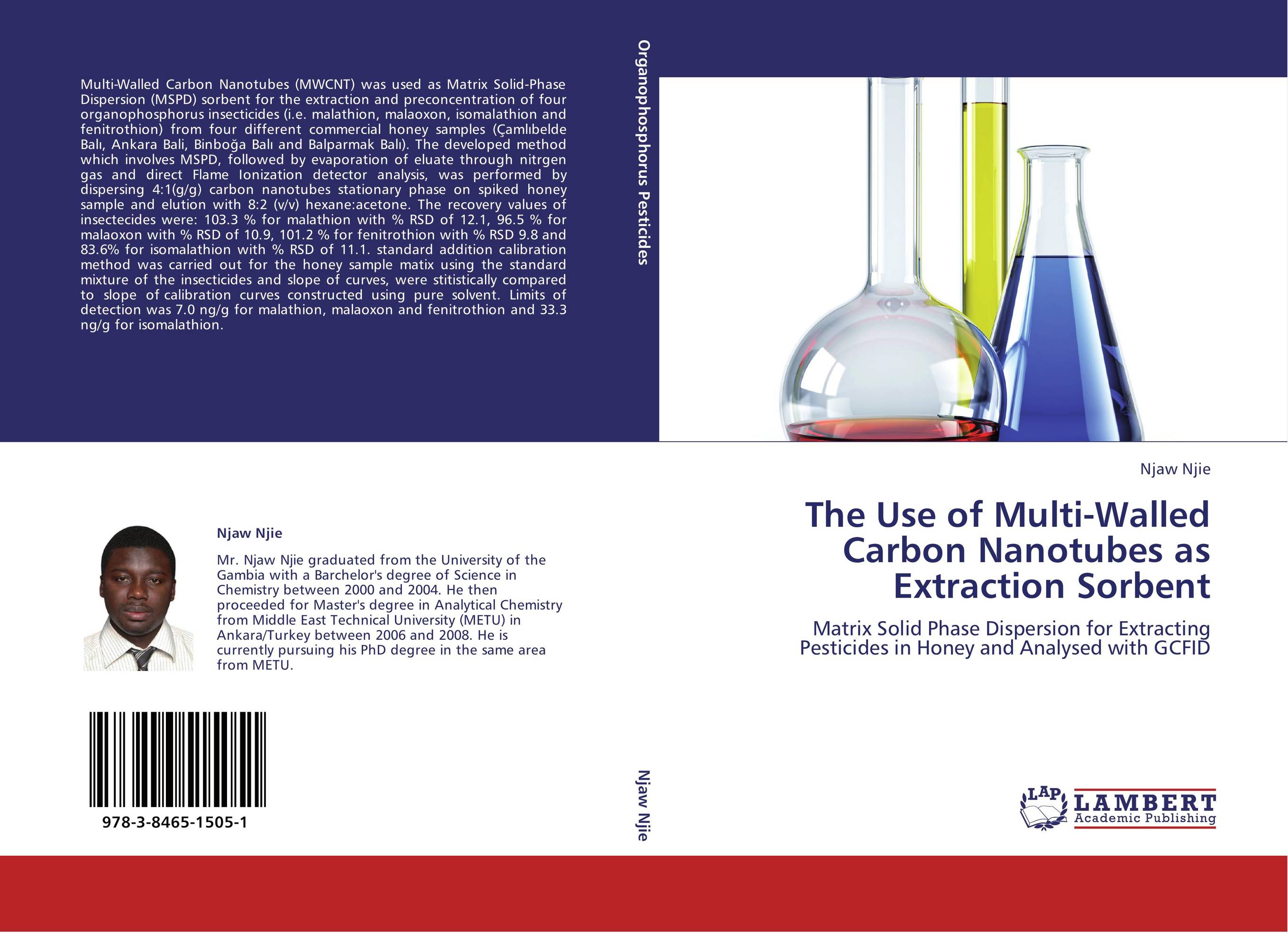 The Use of Multi-Walled Carbon Nanotubes as Extraction Sorbent. Matrix Solid Phase Dispersion for Extracting Pesticides in Honey and Analysed with GCFID.
