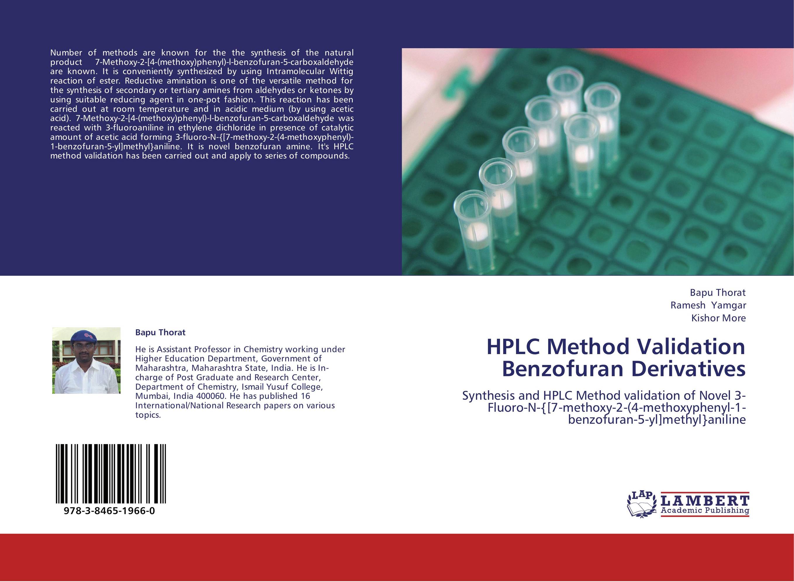 HPLC Method Validation Benzofuran Derivatives. Synthesis and HPLC Method validation of Novel 3-Fluoro-N-{[7-methoxy-2-(4-methoxyphenyl-1-benzofuran-5-yl]methyl}aniline.