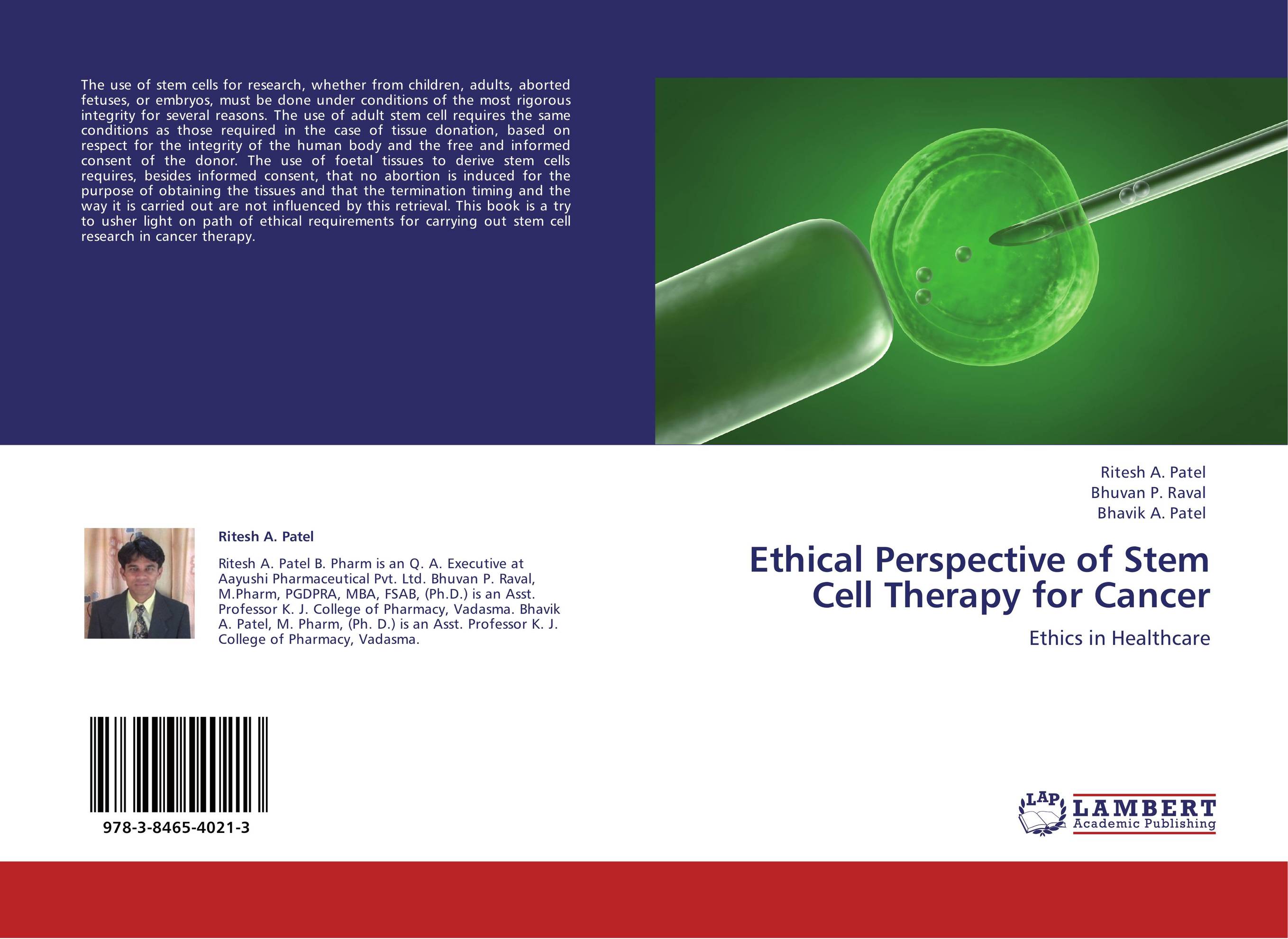 Ethical Perspective of Stem Cell Therapy for Cancer. Ethics in Healthcare.