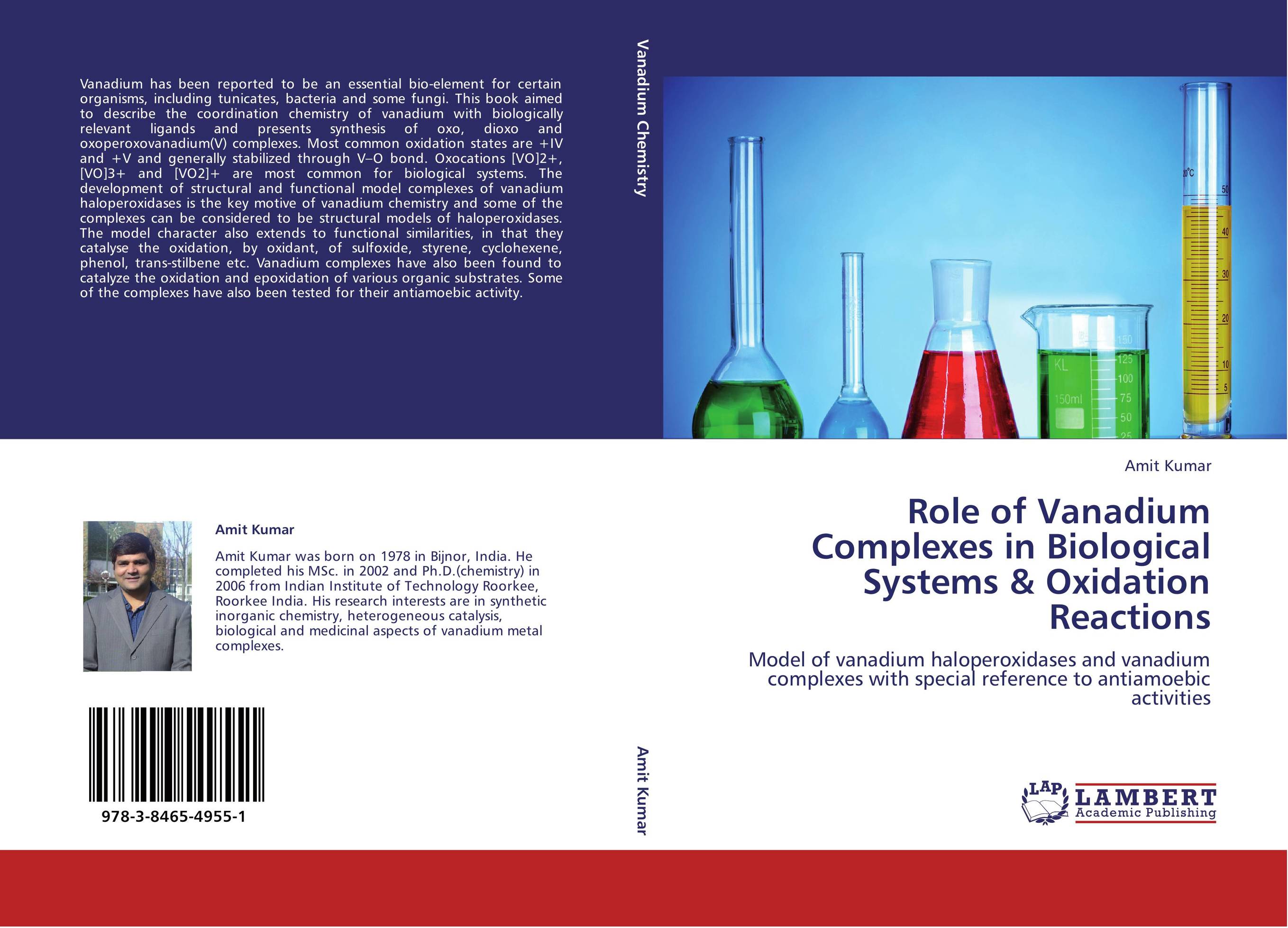 Role of Vanadium Complexes in Biological Systems &amp;amp; Oxidation Reactions. Model of vanadium haloperoxidases and vanadium complexes with special reference to antiamoebic activities.