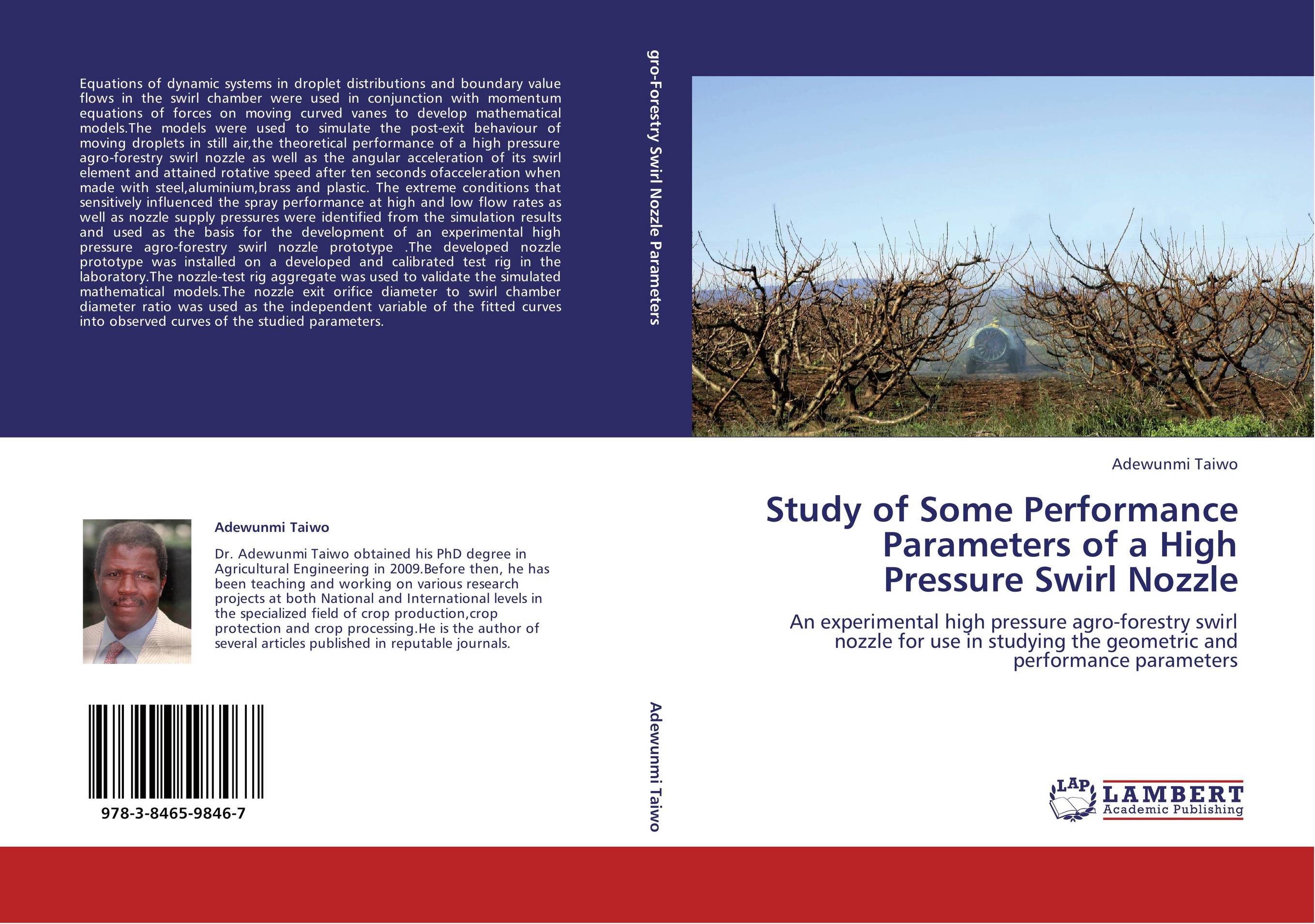 Study of Some Performance Parameters of a High Pressure Swirl Nozzle. An experimental high pressure agro-forestry swirl nozzle for use in studying the geometric and performance parameters.
