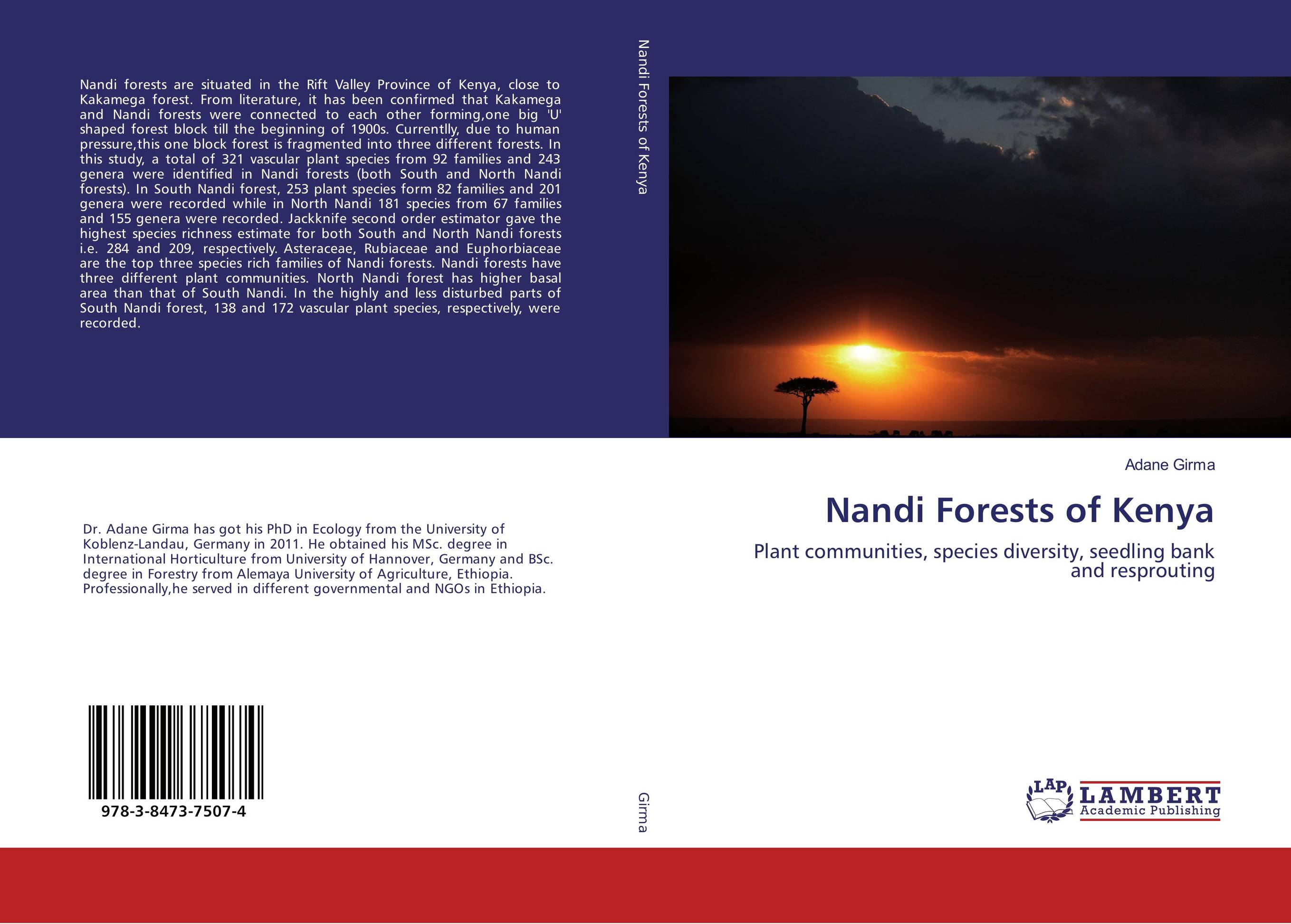Nandi Forests of Kenya. Plant communities, species diversity, seedling bank and resprouting.
