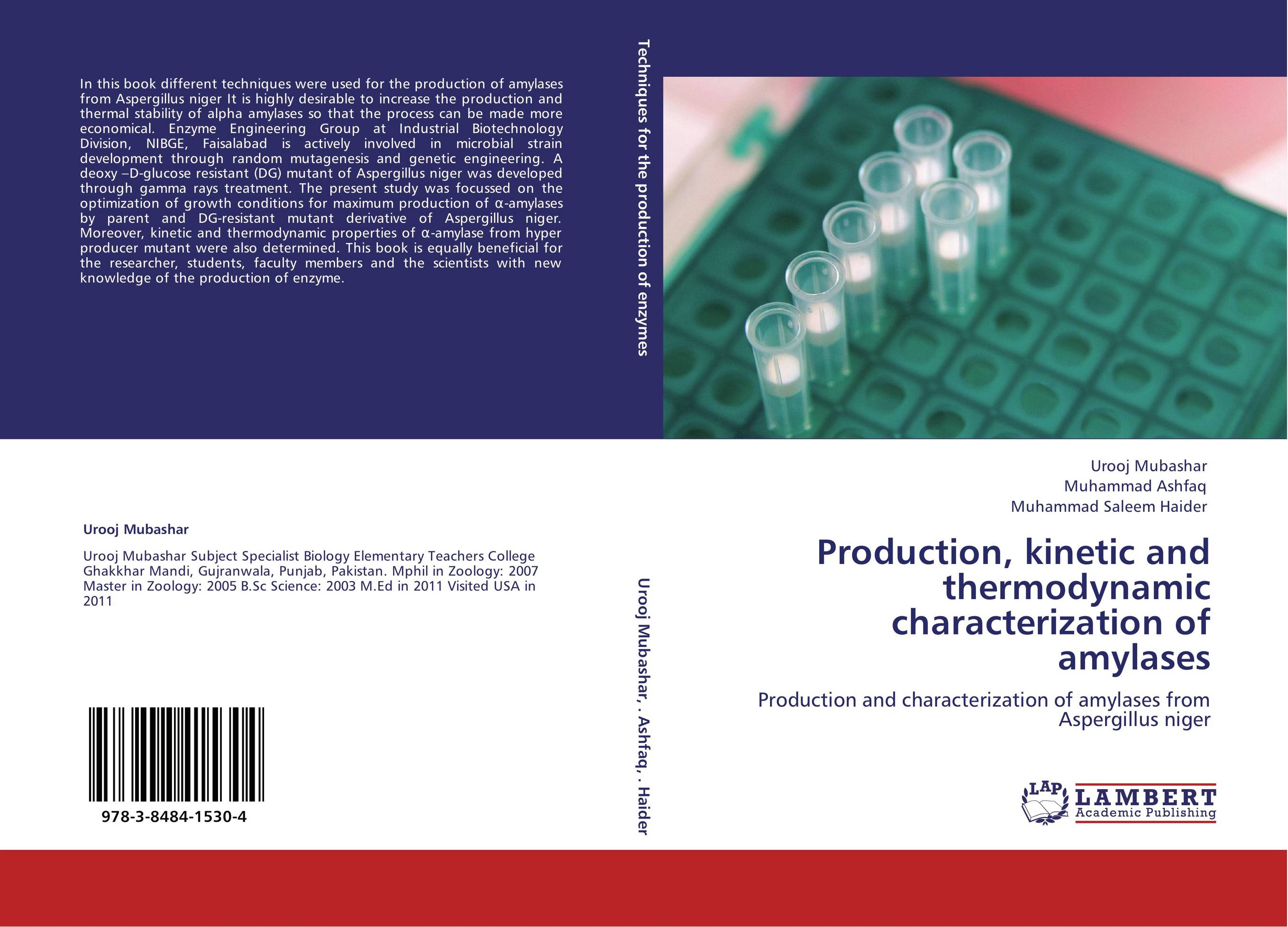 Production, kinetic and thermodynamic characterization of amylases. Production and characterization of amylases from  Aspergillus niger.