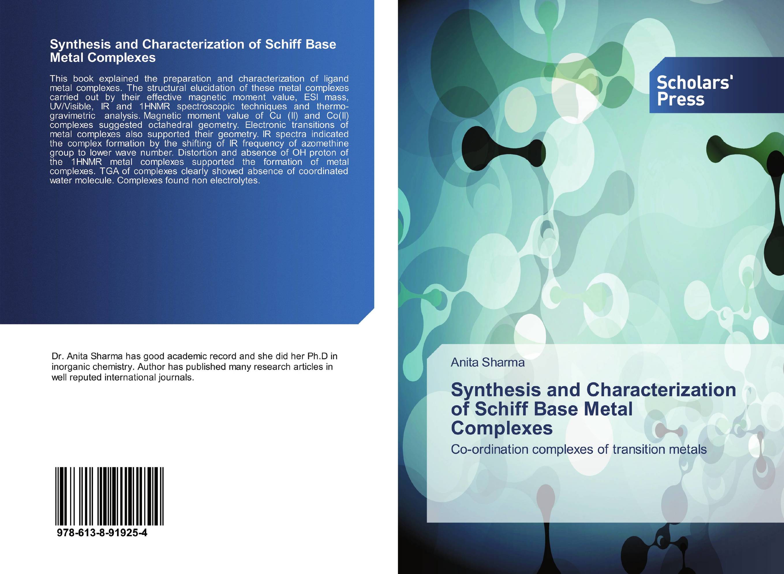Synthesis and Characterization of Schiff Base Metal Complexes. Co-ordination complexes of transition metals.